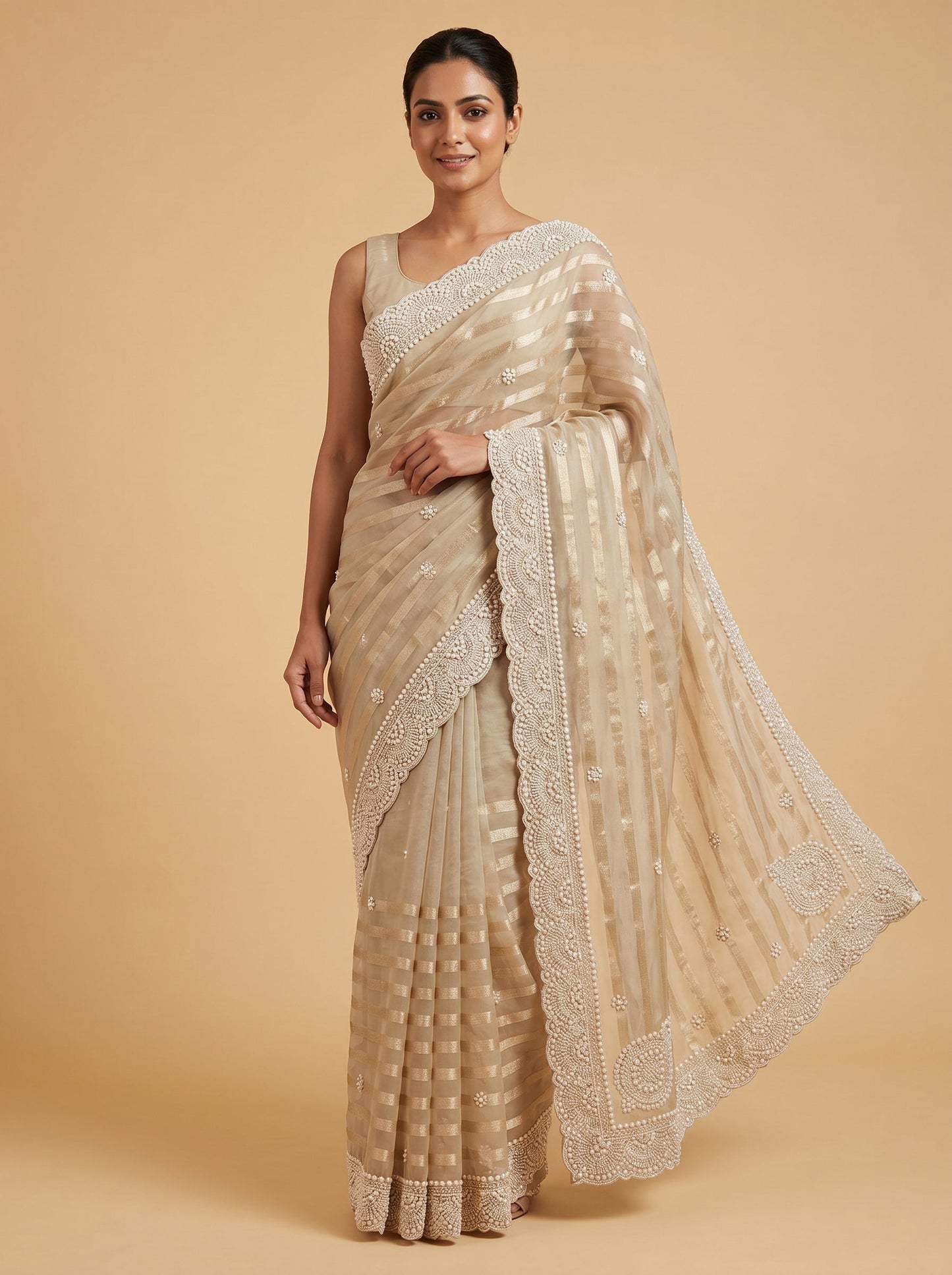 Pista Green Dew Embroidered Saree