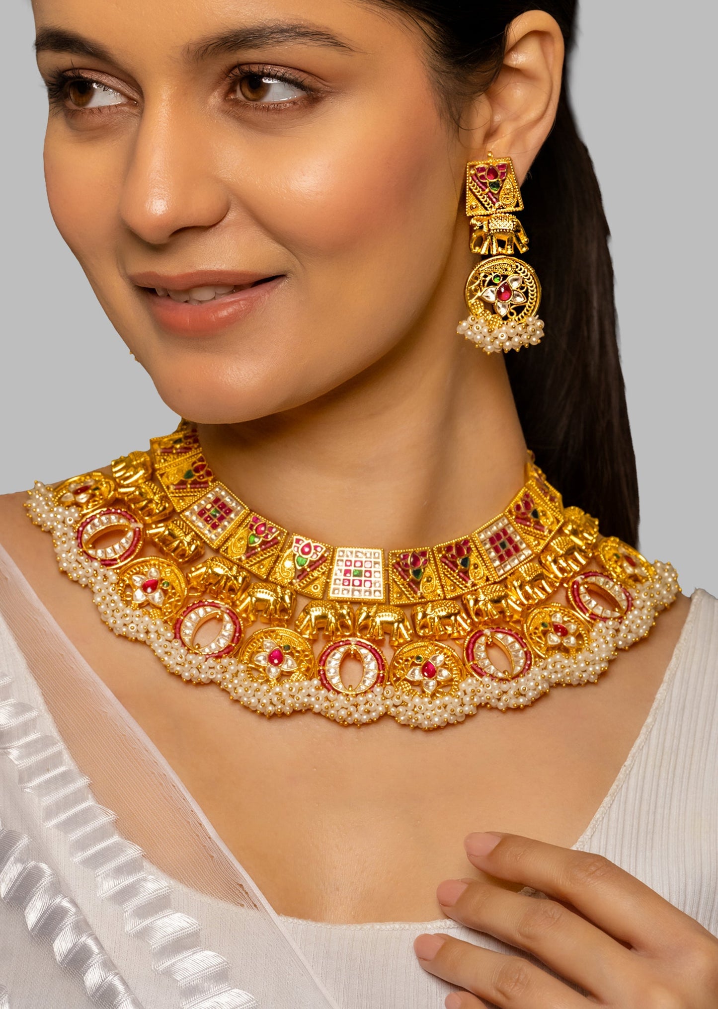 Polki Inspired Kundan Necklace Set