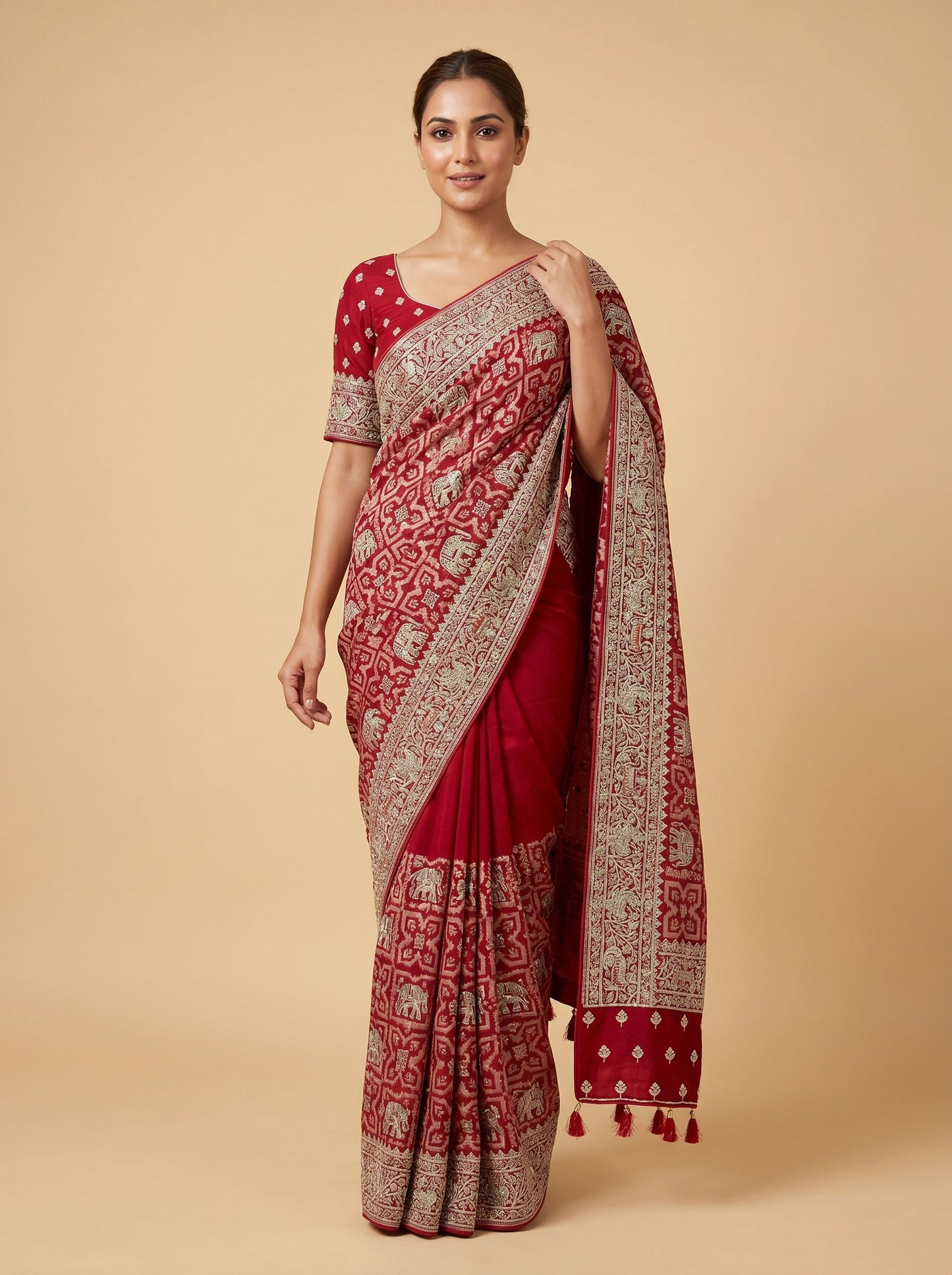 Poppy Red Handloom Saree