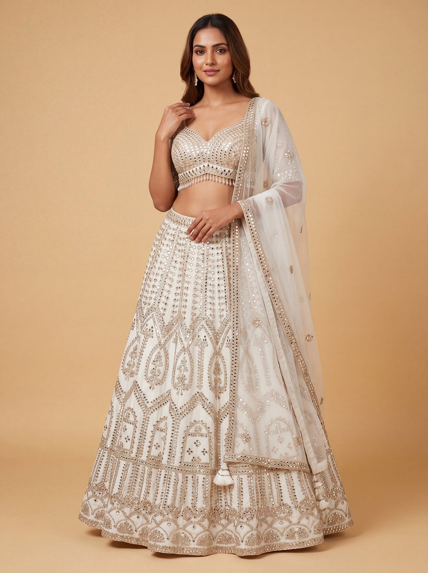 Pristine White Heritage Lehenga
