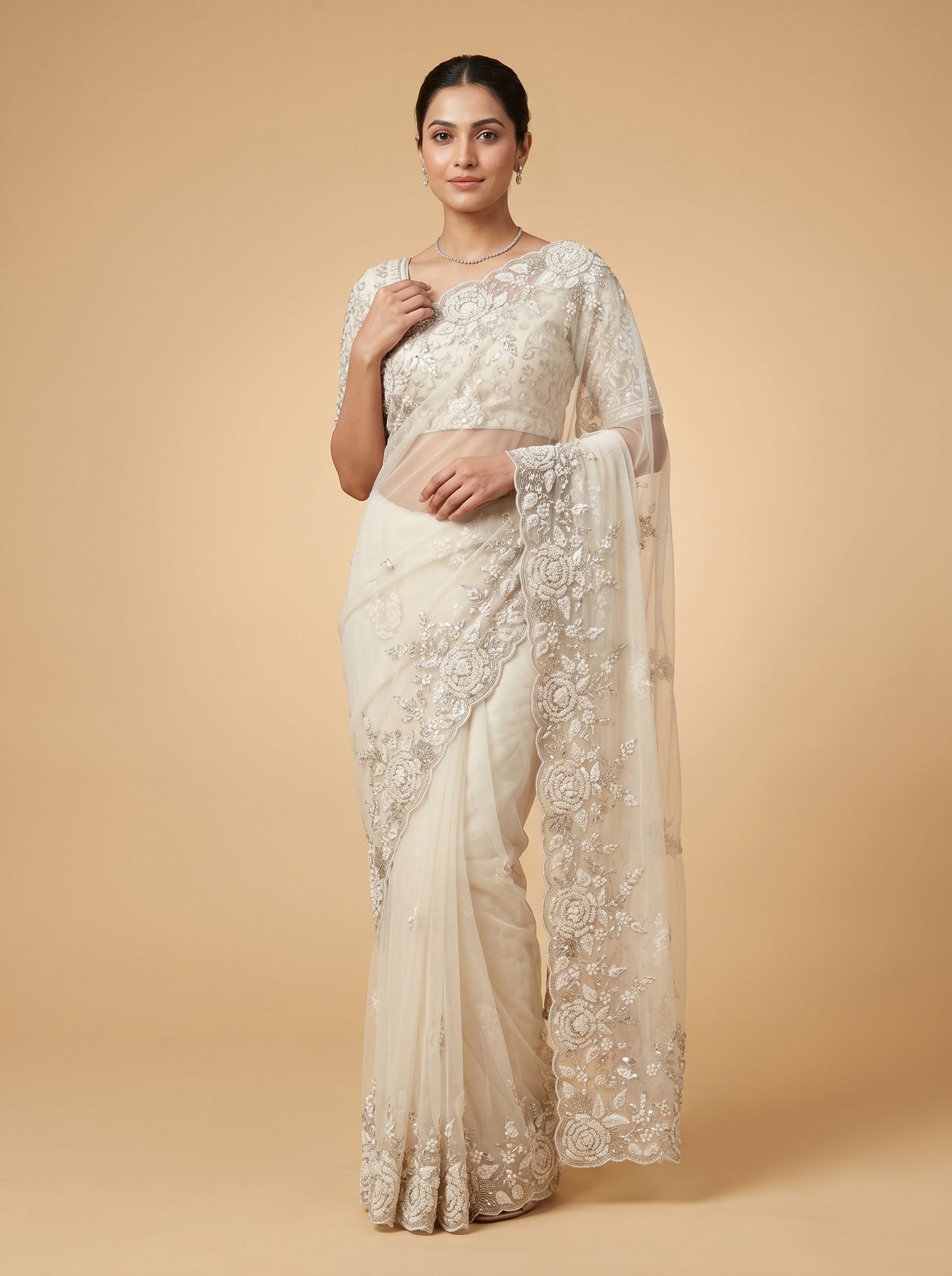 Pure Ivory White Saree