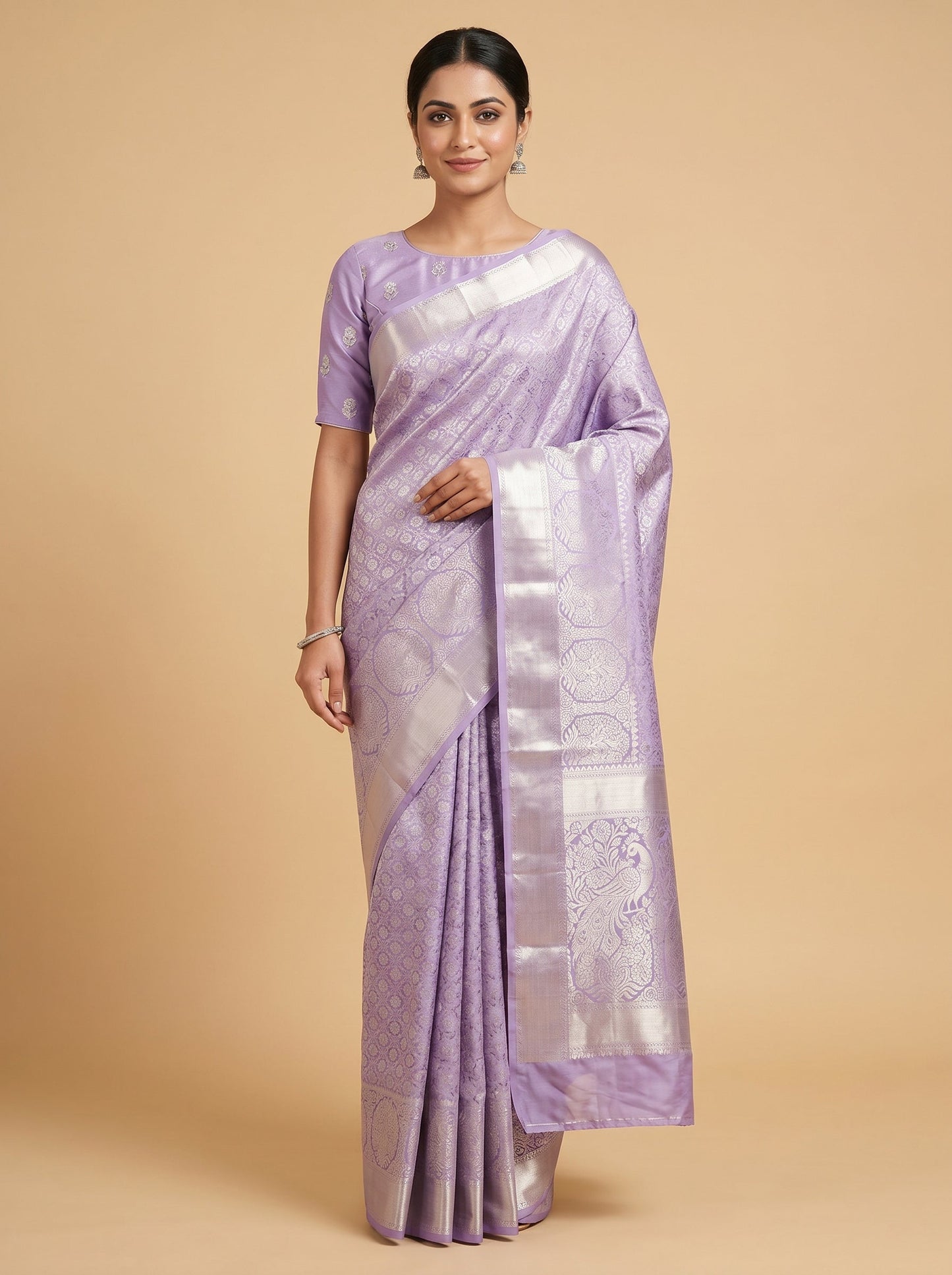 Purple Classic Embroidery Saree