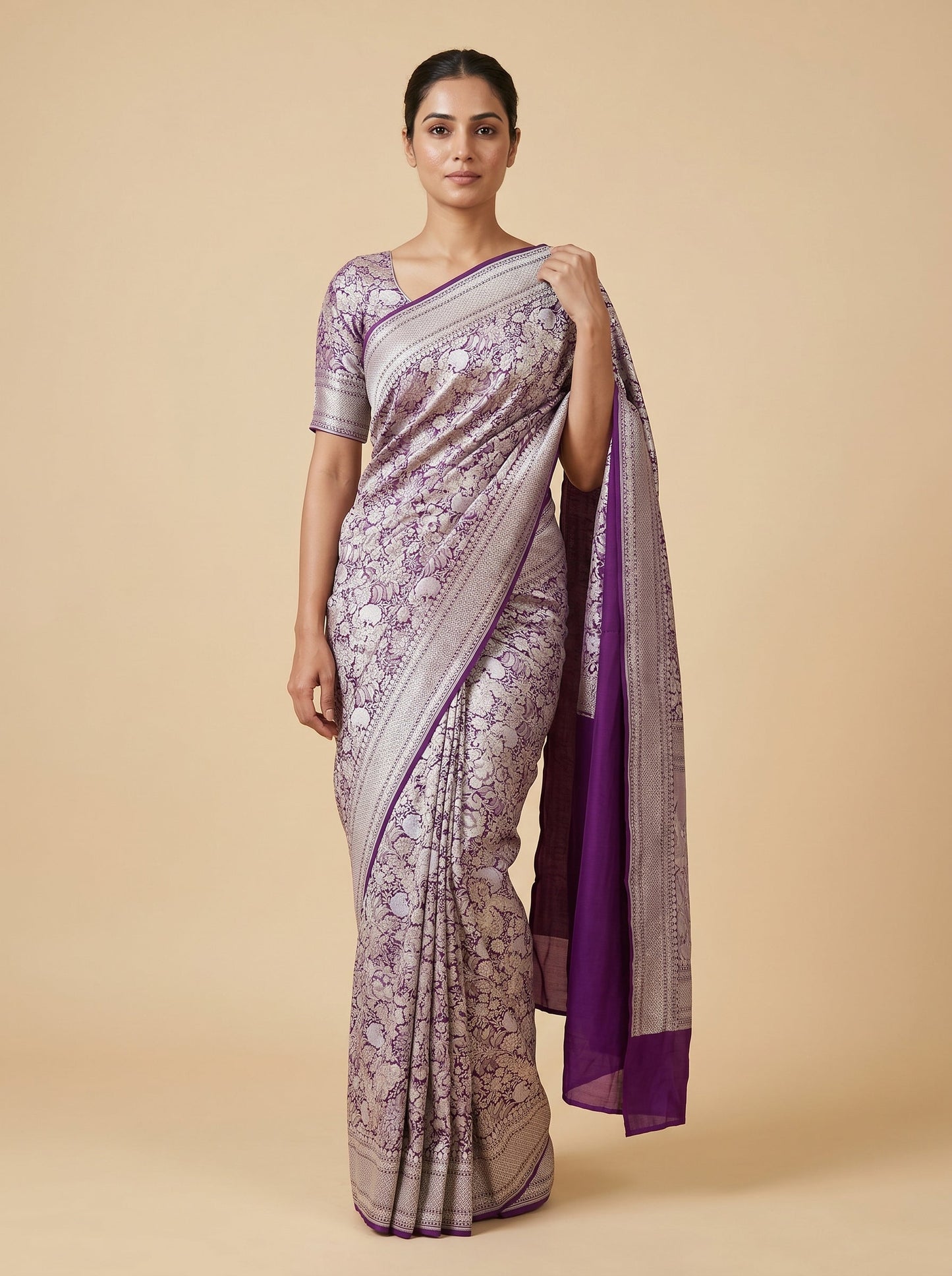 Purple Majestic Rise Handloom Saree