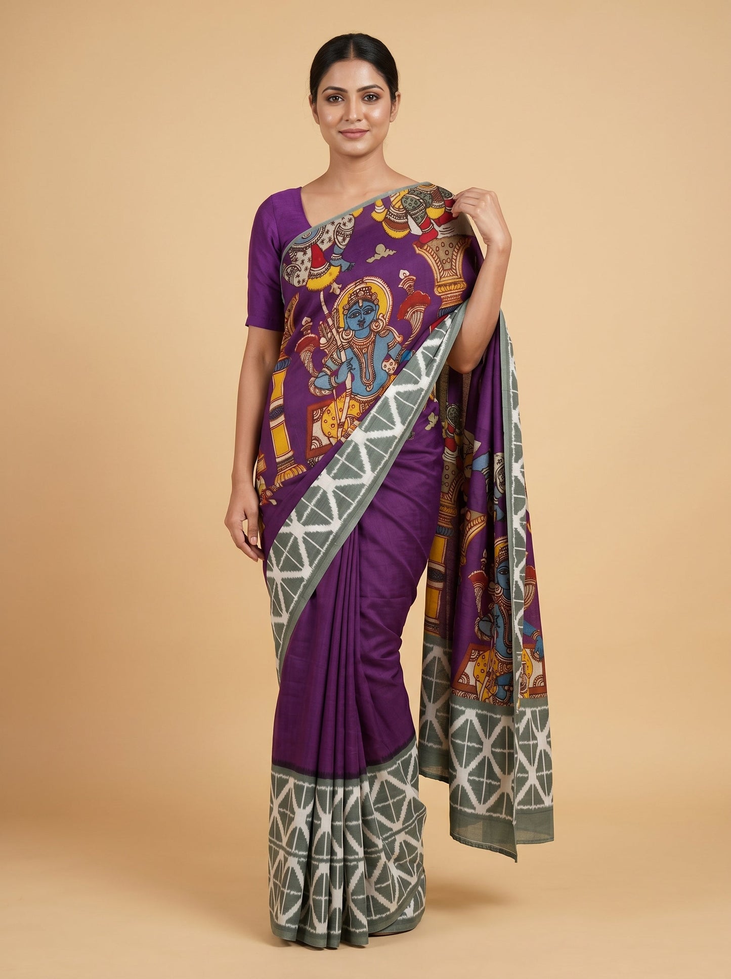 Purple Handloom Saree with Deep Tone