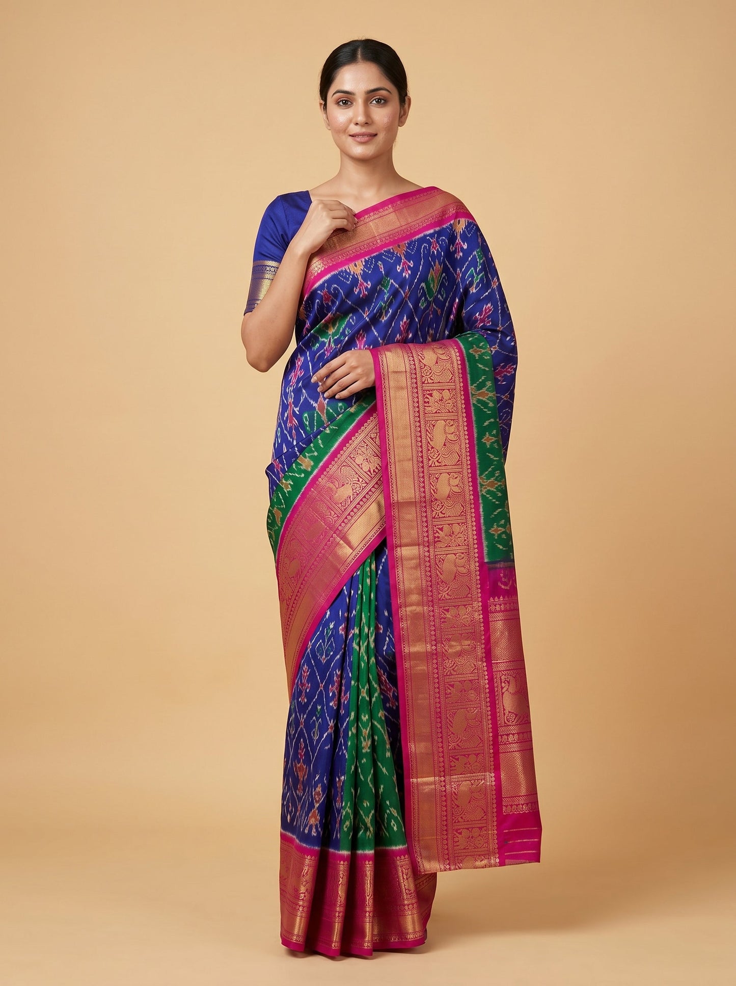 Purple Handloom Saree with Statement Drape