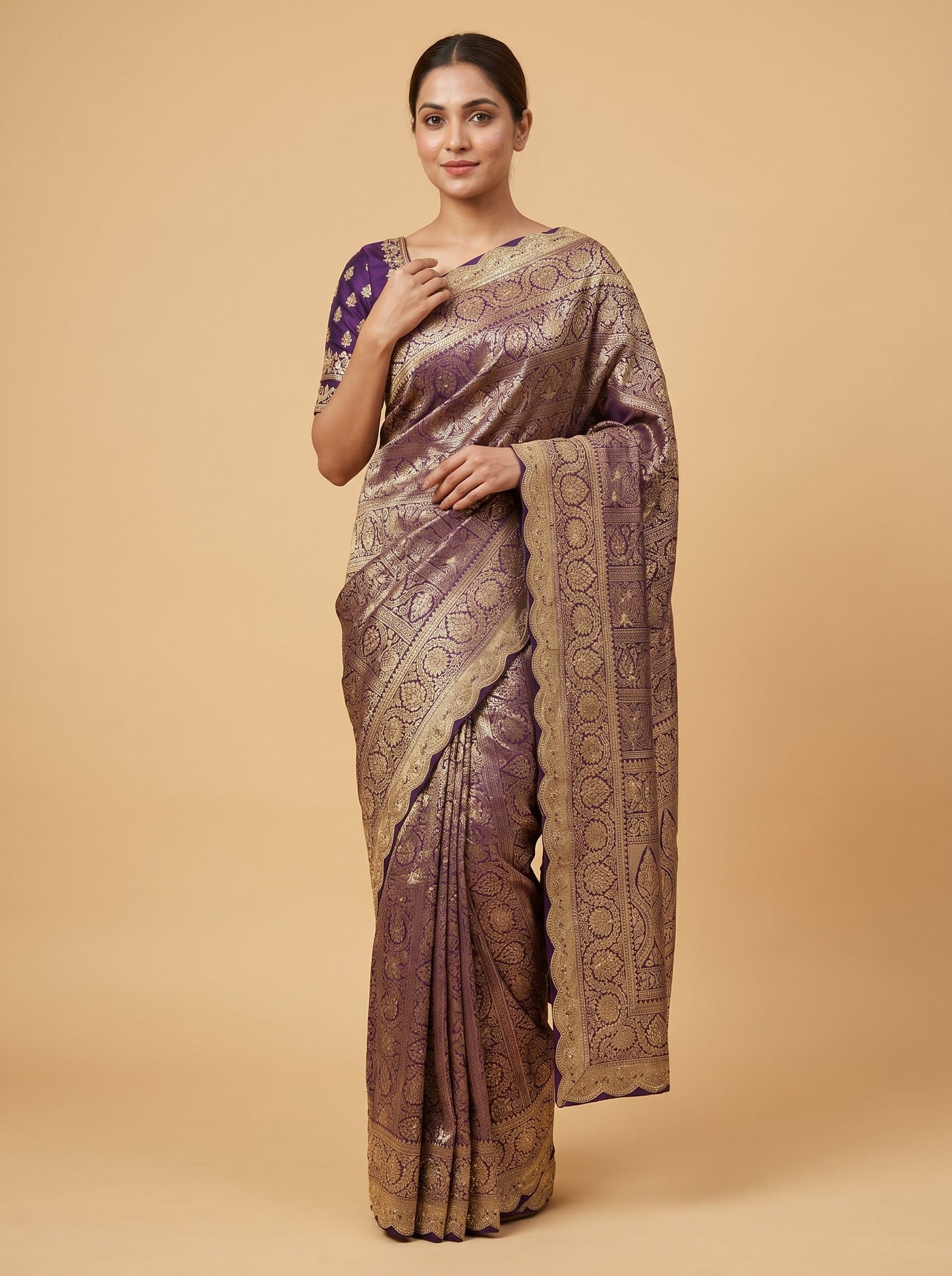 Purple Orchid Radiance Embroidered Saree