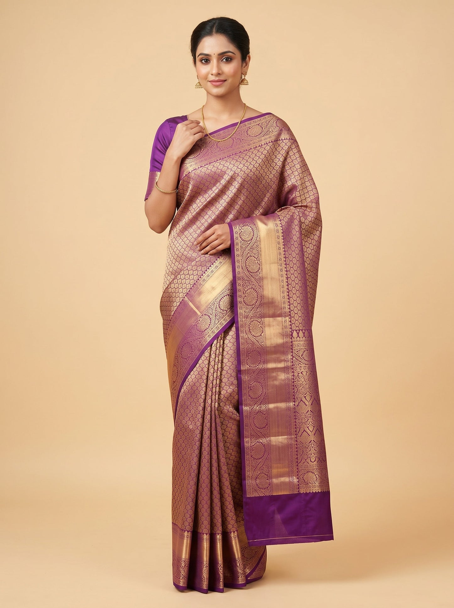 Purple Refined Finish Handloom Saree