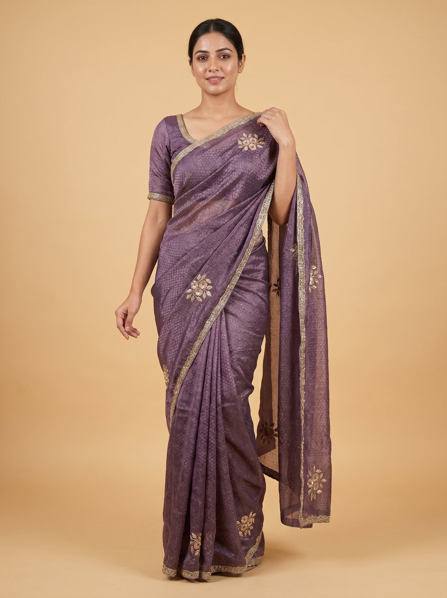 Purple Regal Embellish Embroidered Saree