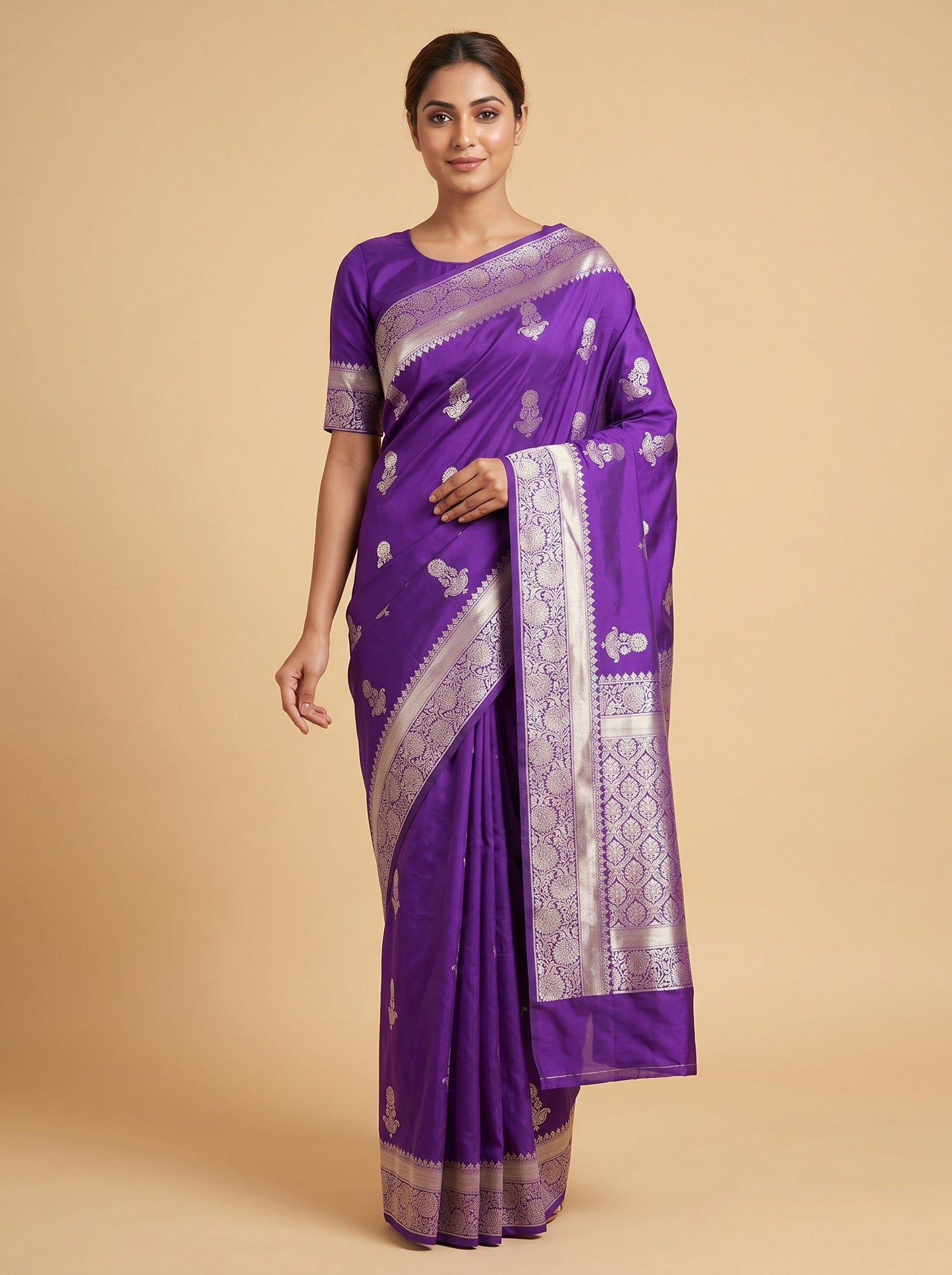 Purple Rich Tone Embroidered Saree