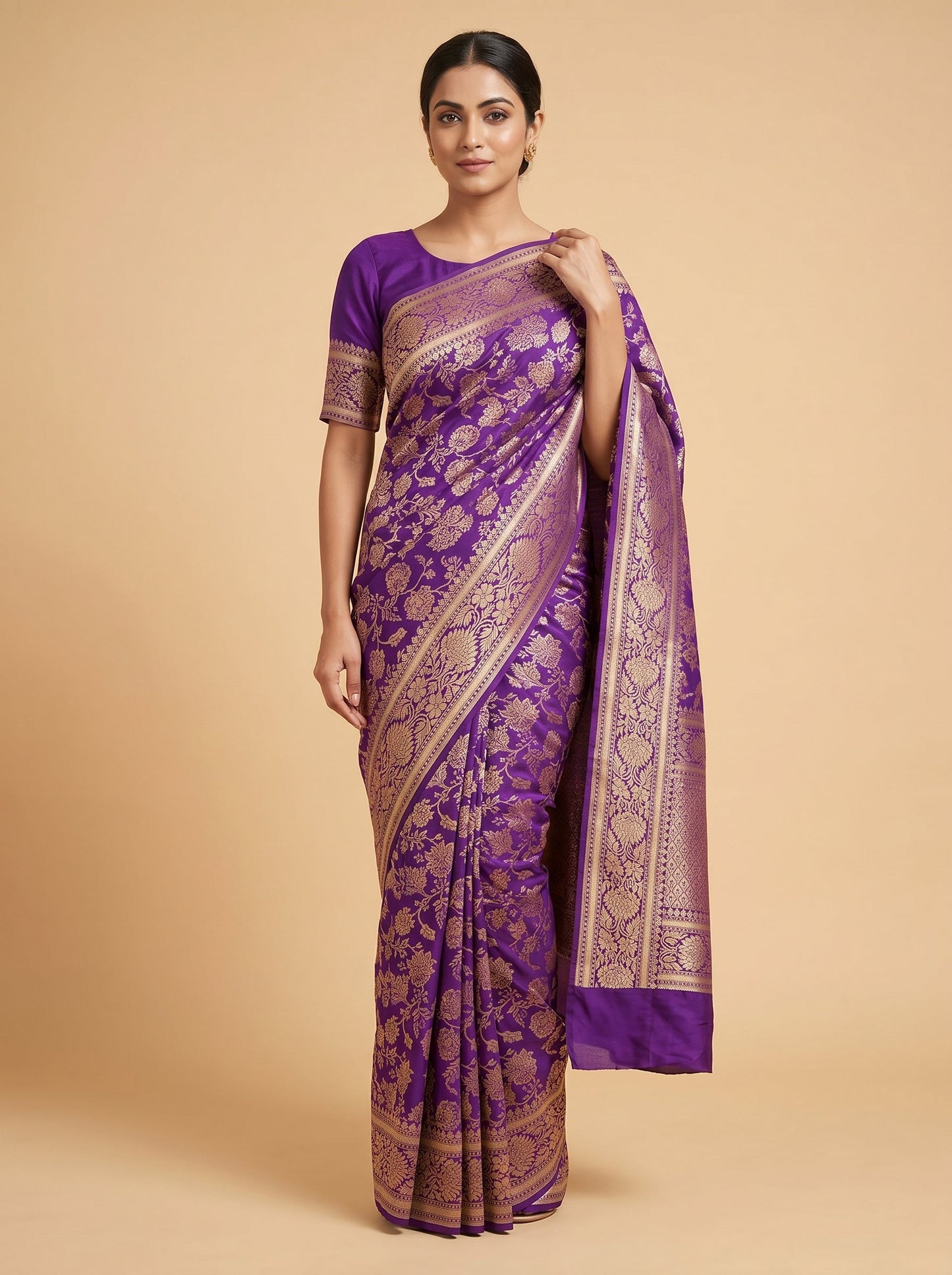 Purple Royal Charm Handloom Saree