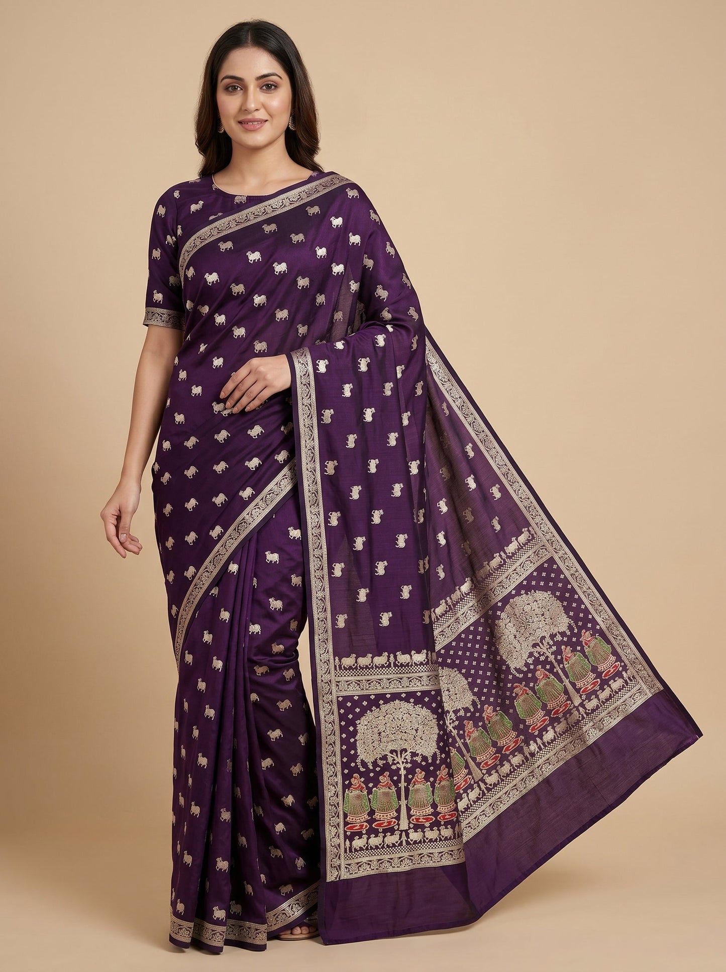 Purple Signature Flow Handloom Saree