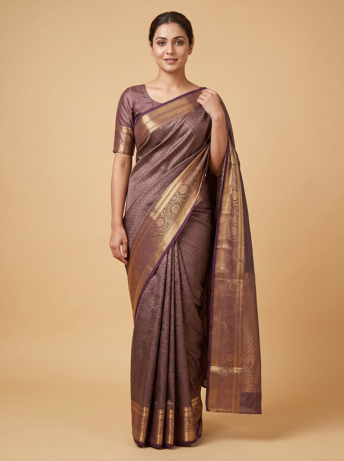 Purple Signature Loom Handloom Saree