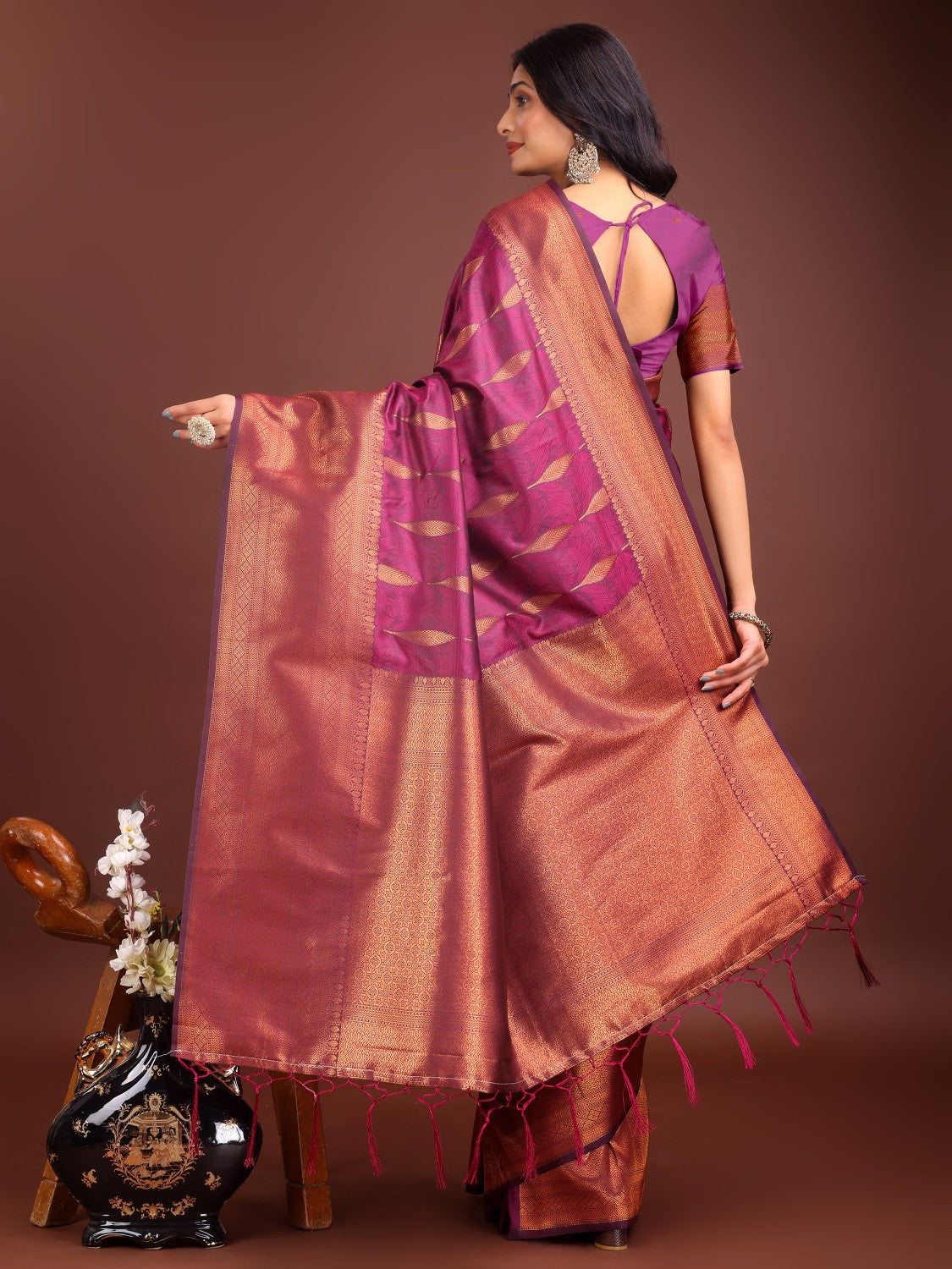 Anaita Purple Banarasi Silk Woven Saree With Blouse