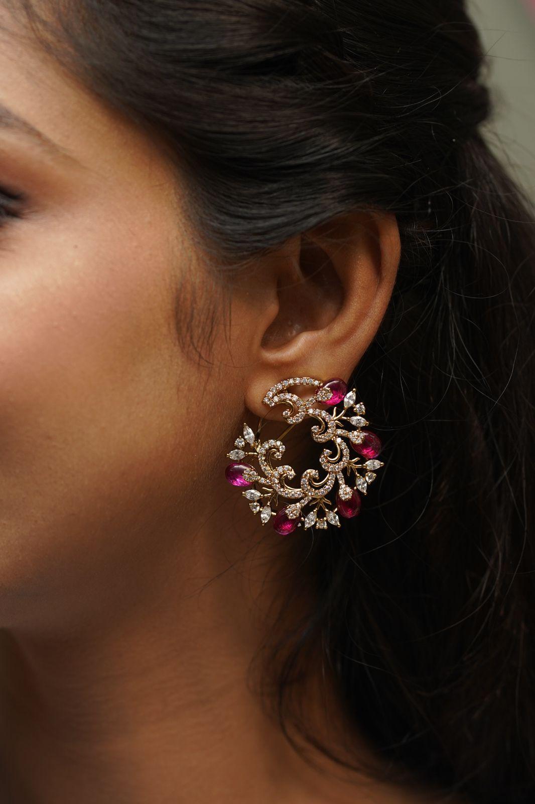 Rabiya Indo Western Studs | Antique Gold