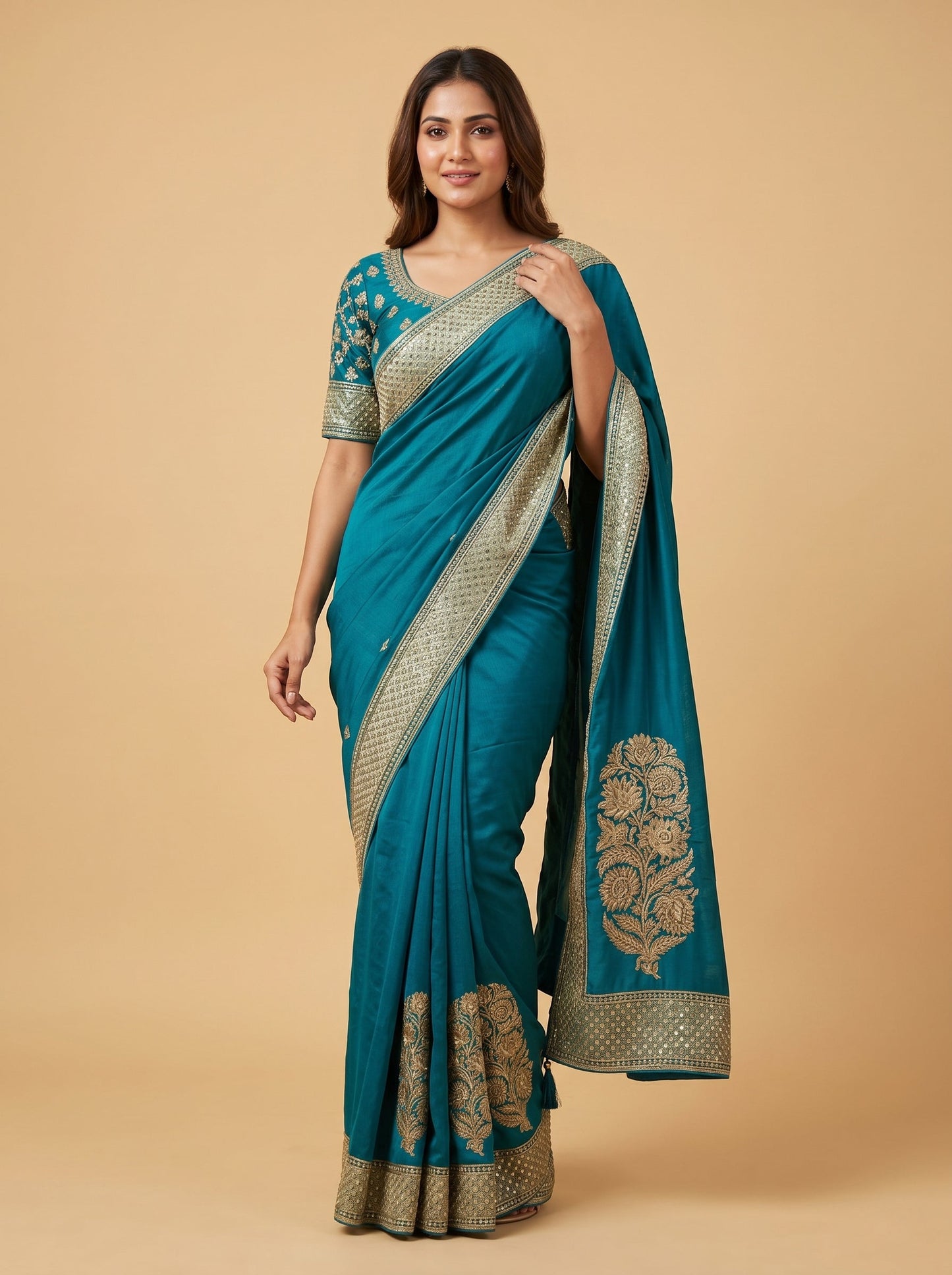 Rama Green Glow Saree