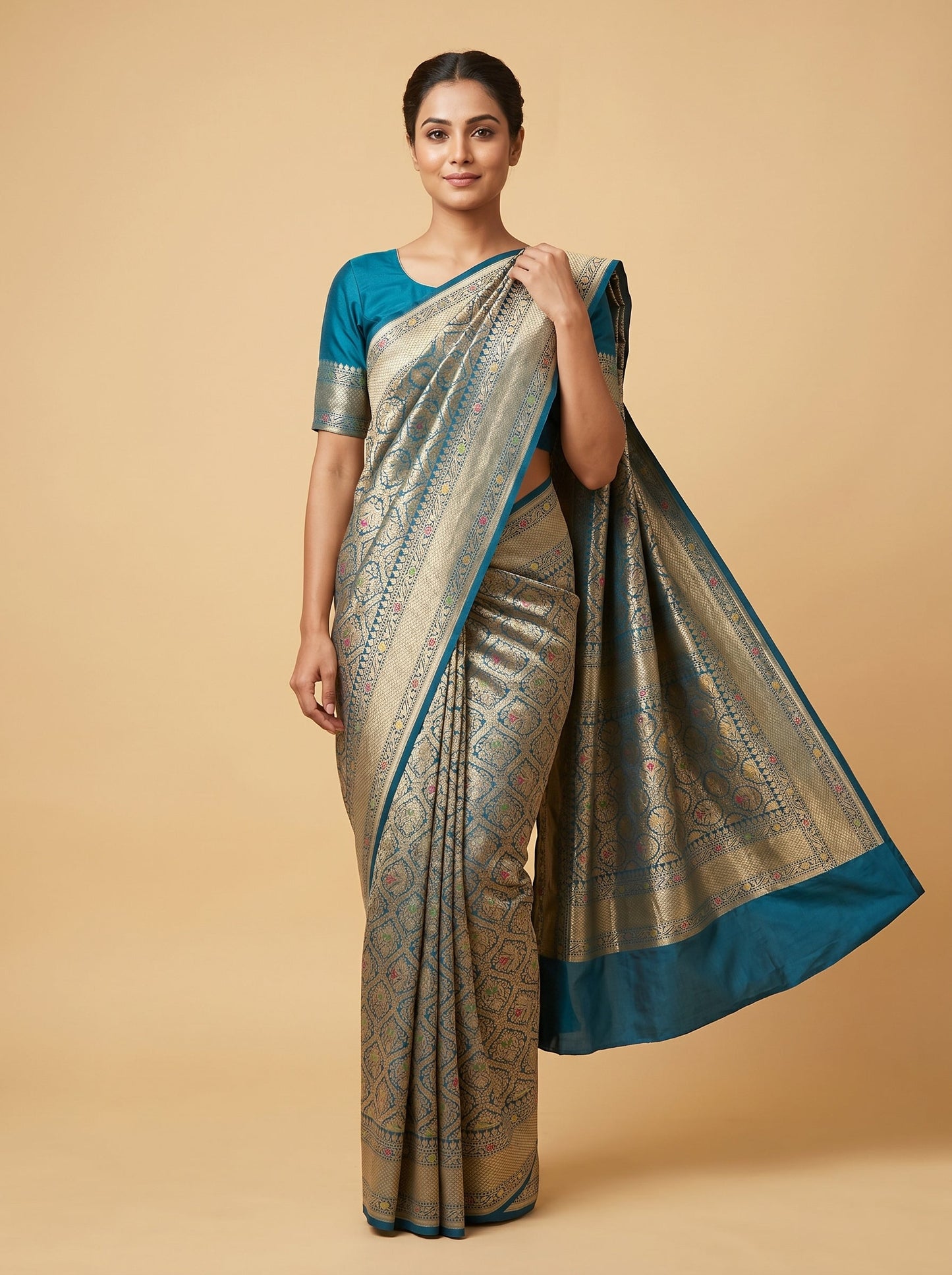 Rama Soft Hue Handloom Saree