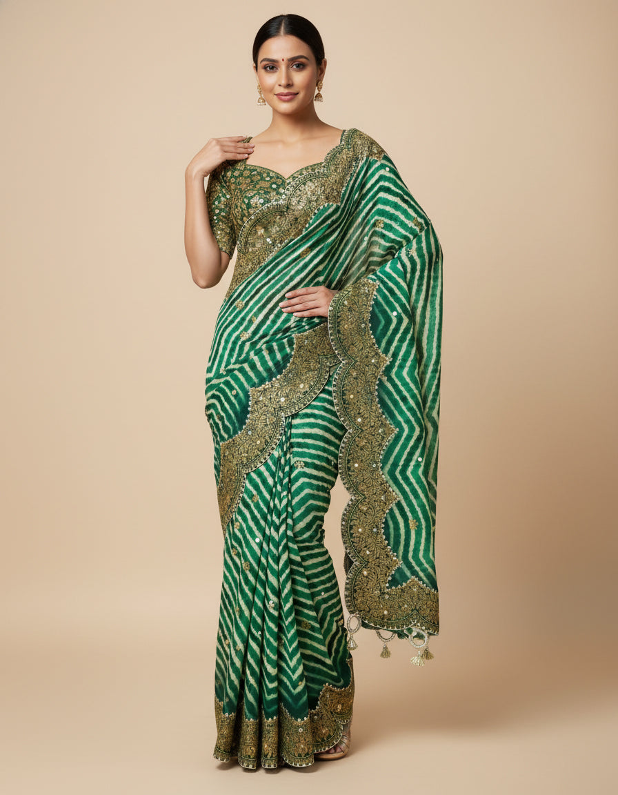 Rama Ethnic Embroidered Saree