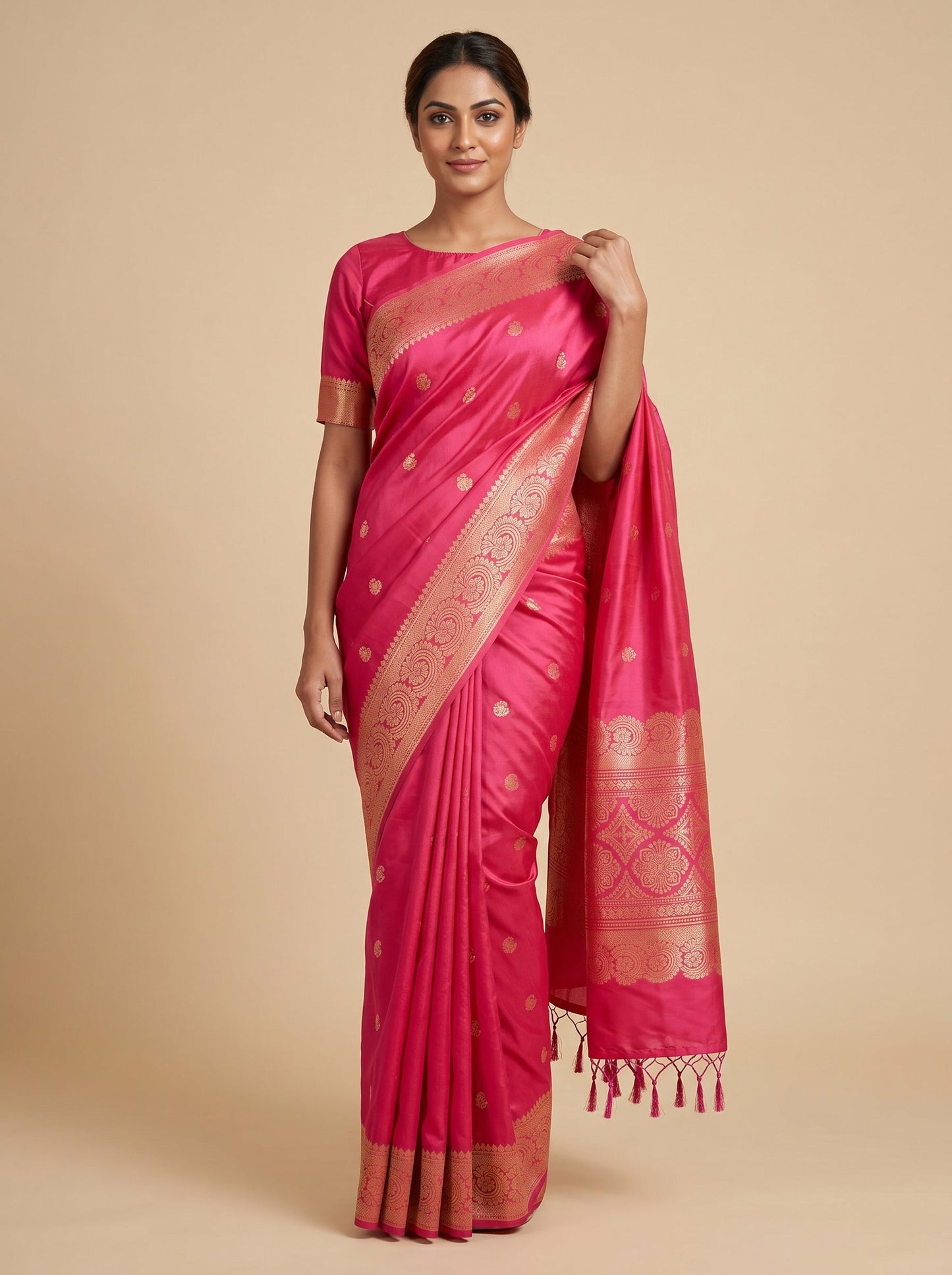 Rani embroidered saree with detailed work