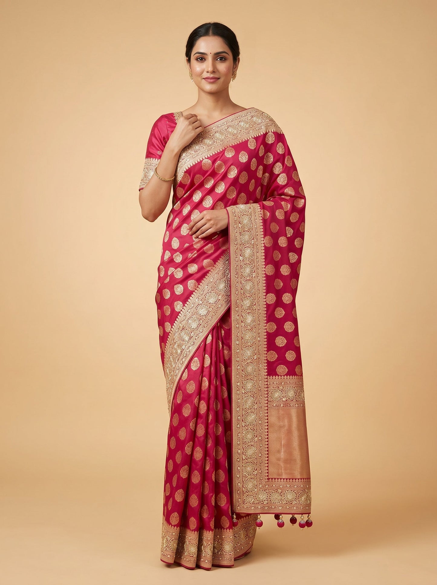 Rani embroidered saree with zari detailing