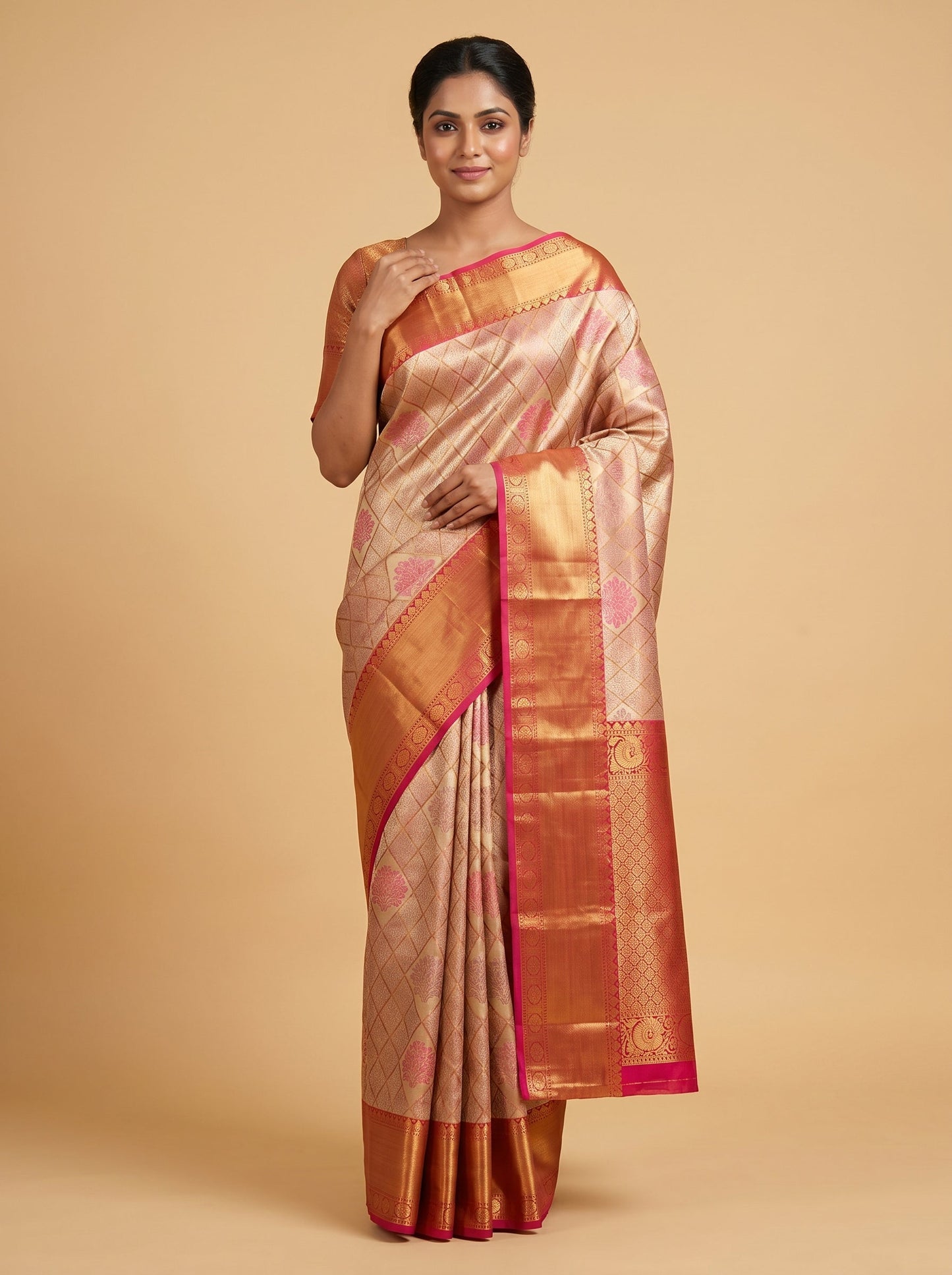 Rani Gold Festive Fusion Handloom Saree