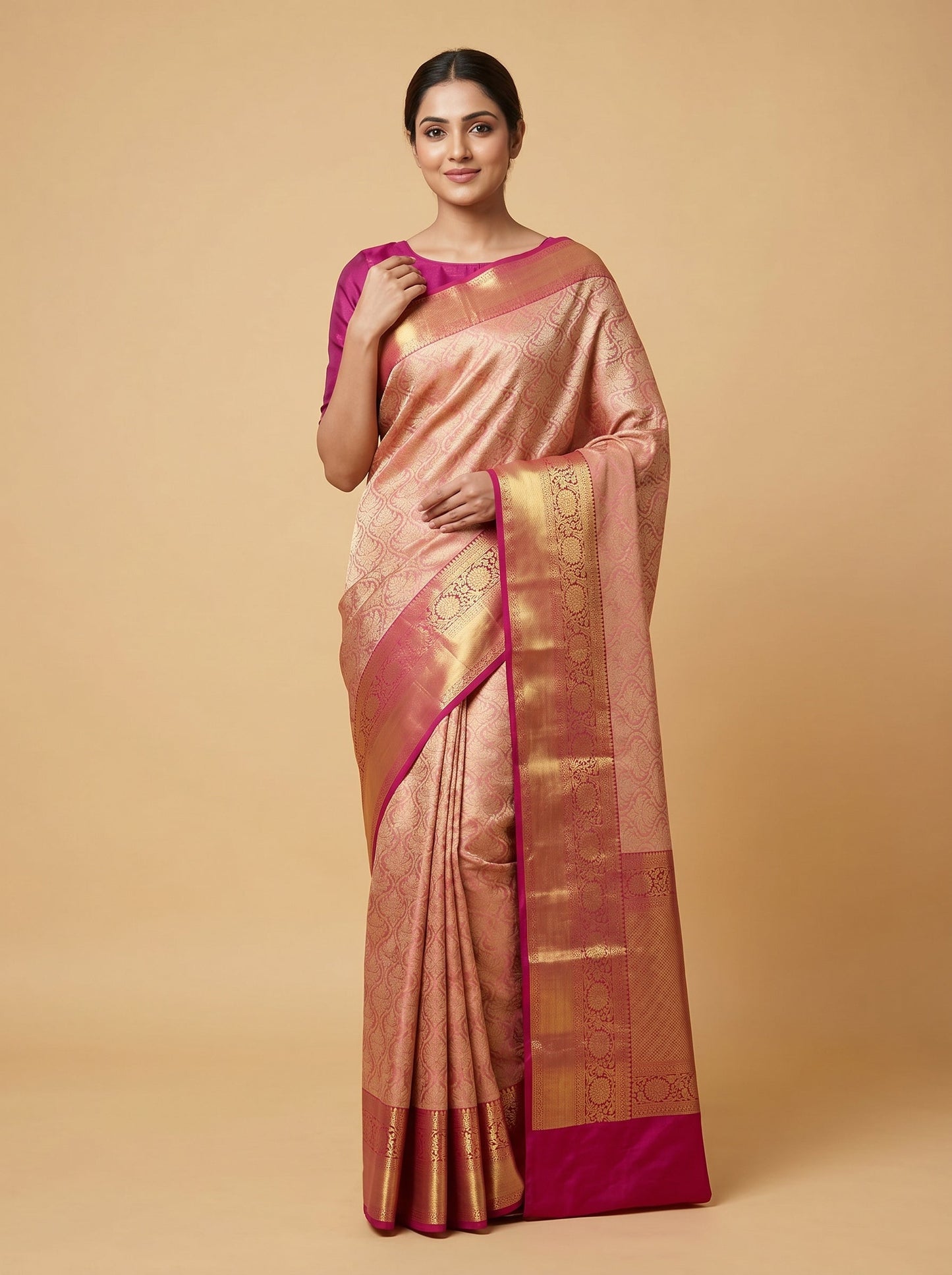 Rani Pink Bold Loom Handloom Saree
