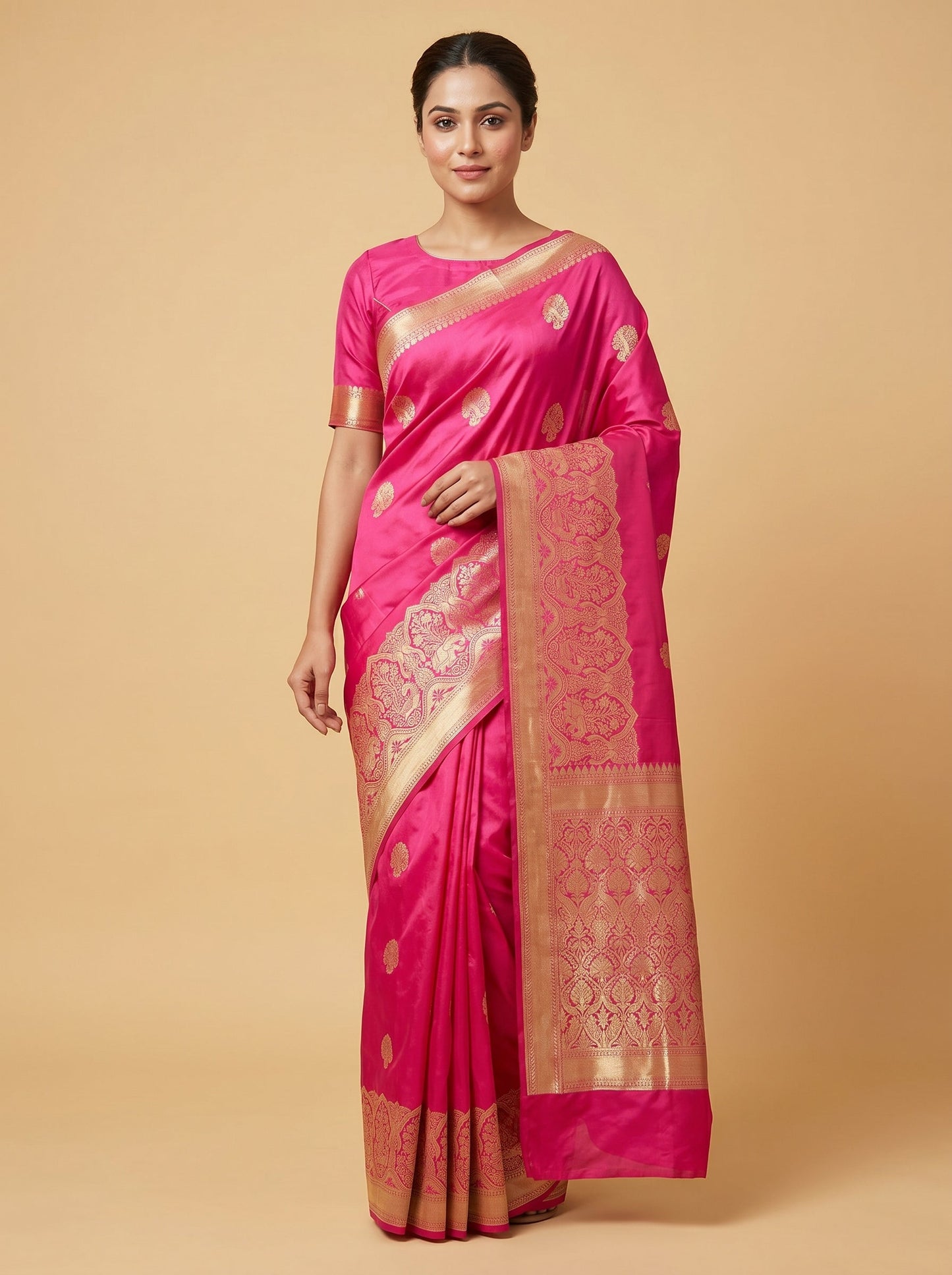 Rani Pink Dramatic Design Saree
