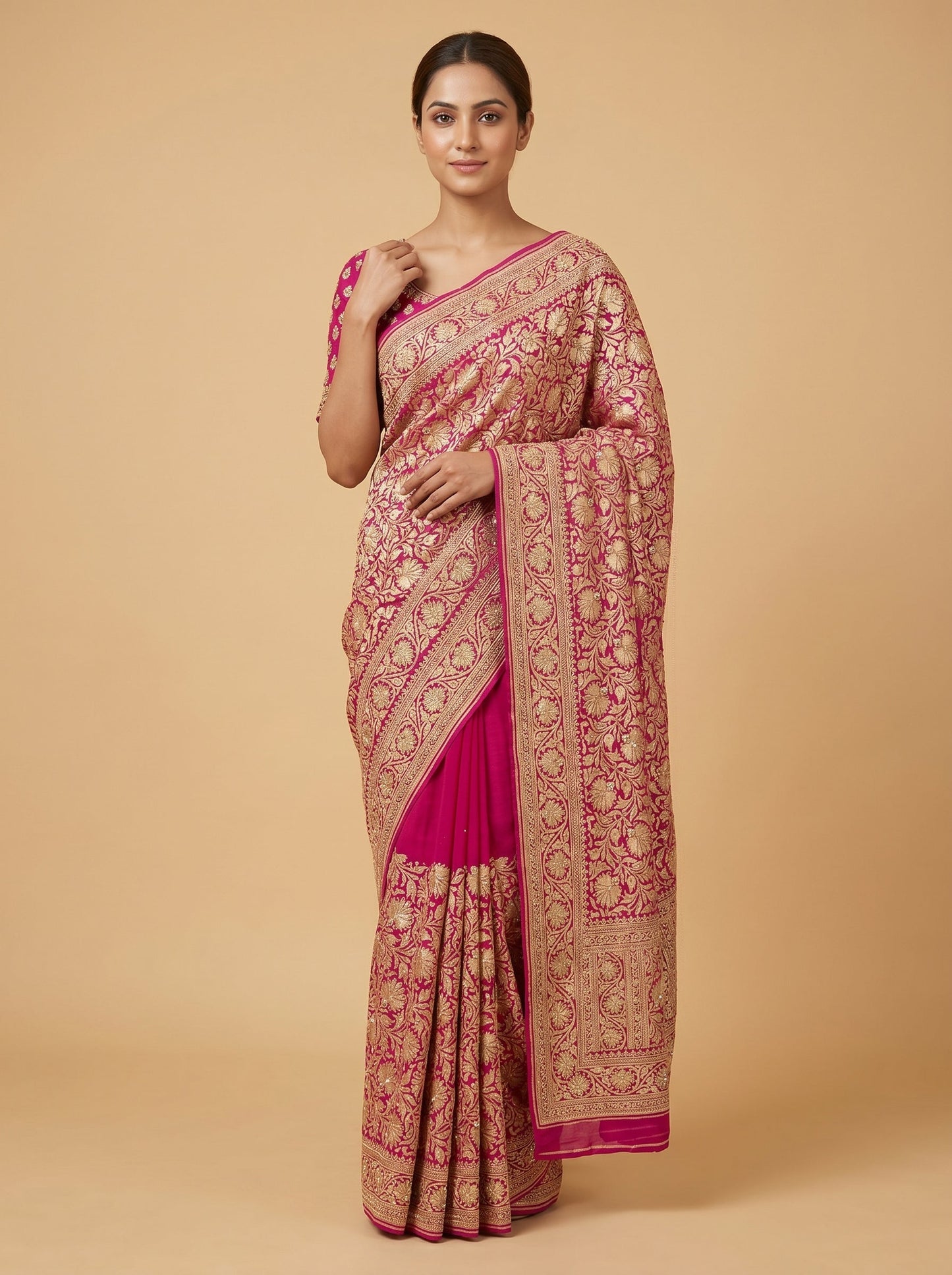 Rani Pink Dynamic Weave Handloom Saree