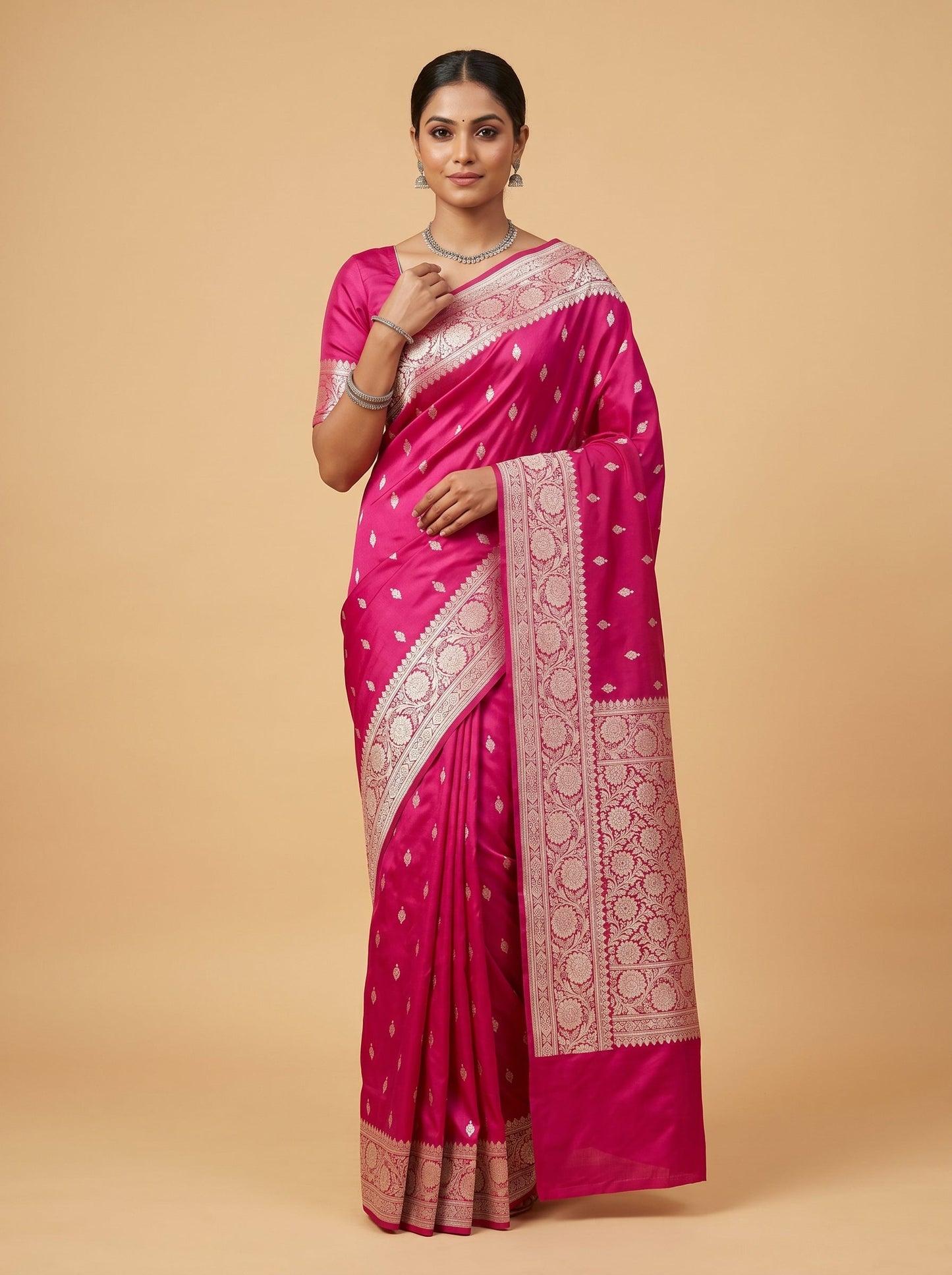 Rani Pink Festive Pop Handloom Saree