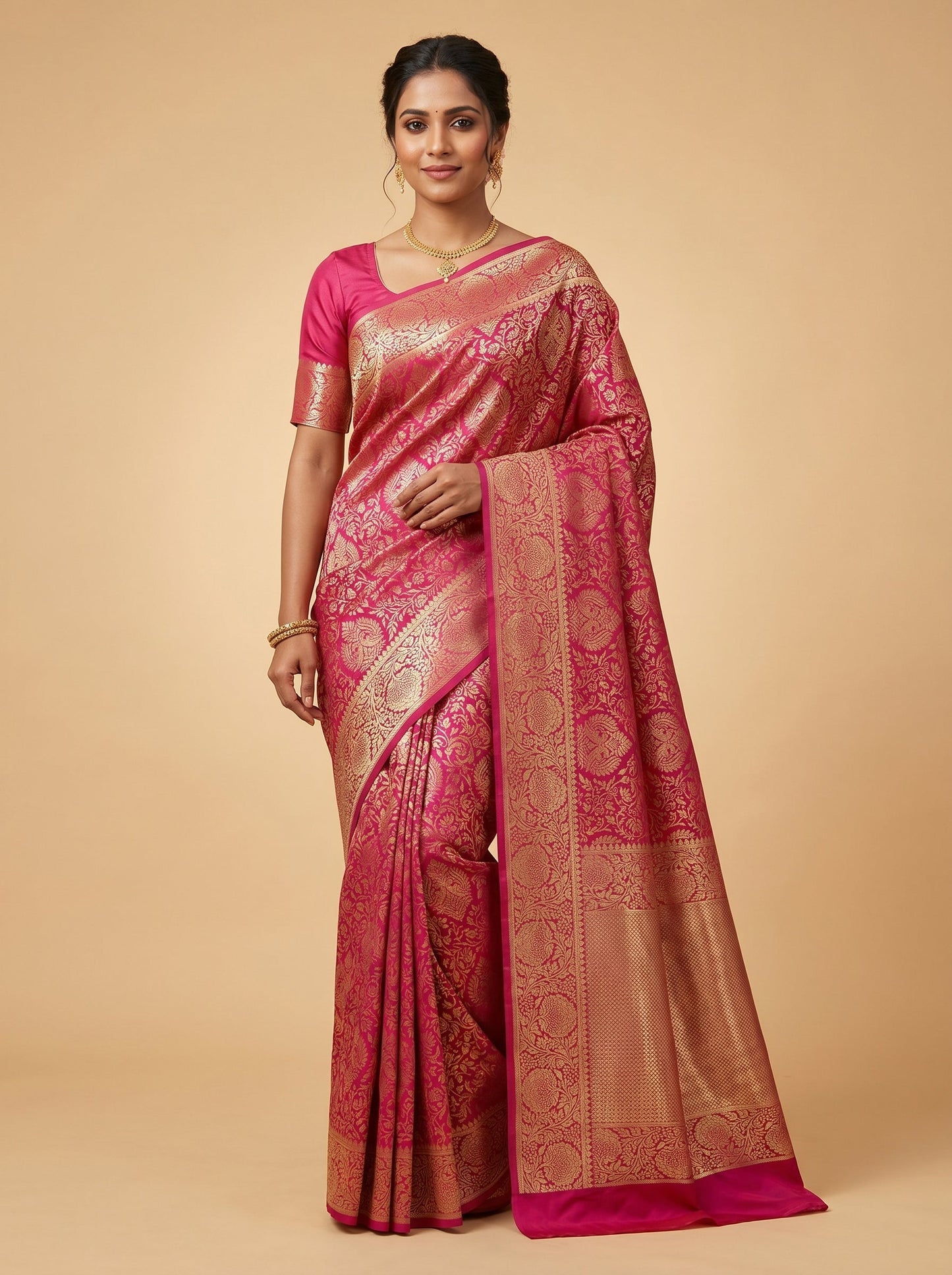 Rani Pink Holiday Collection Handloom Saree