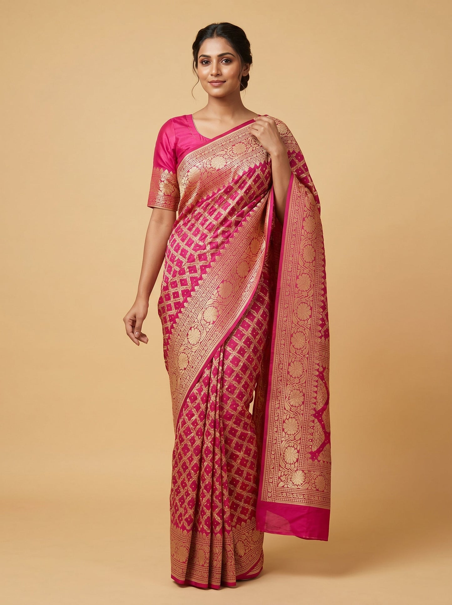 Rani Pink Joyous Bandhani Saree