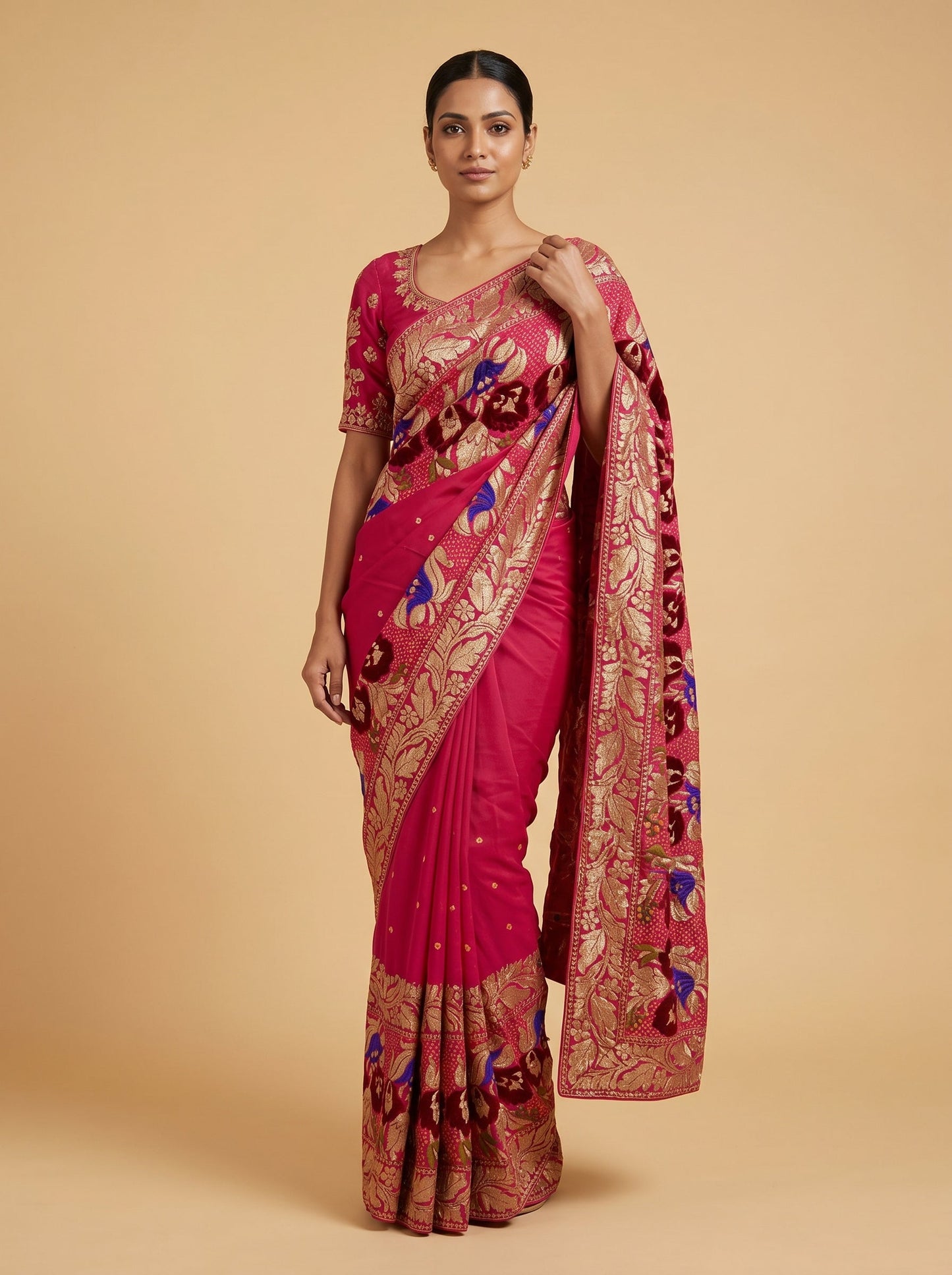 Rani Pink Striking Bandhani Saree