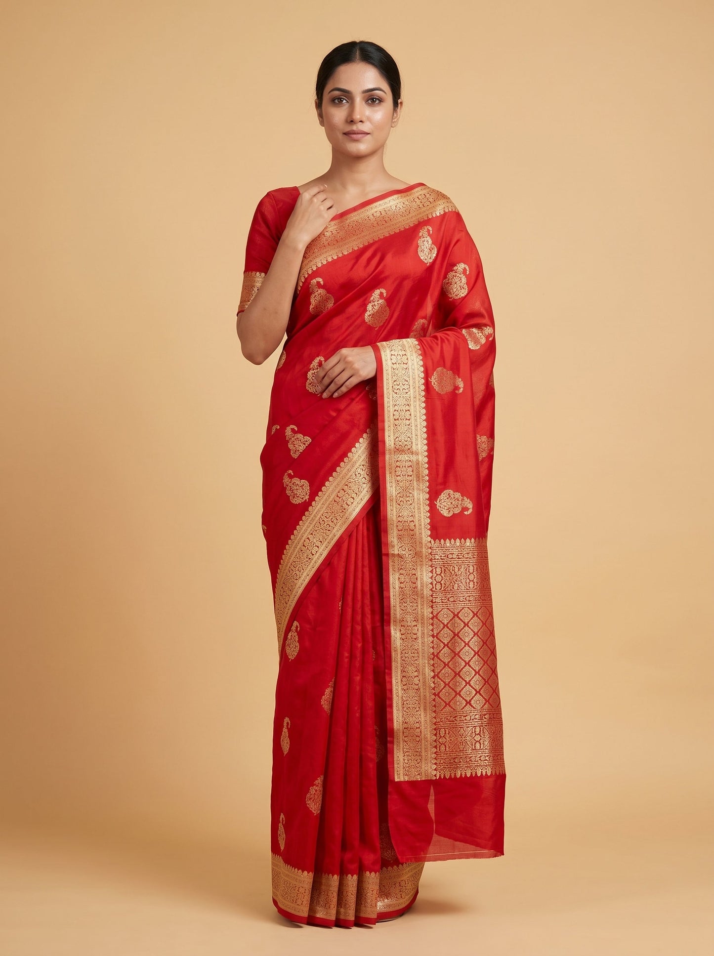 Red Brocade Handloom Saree