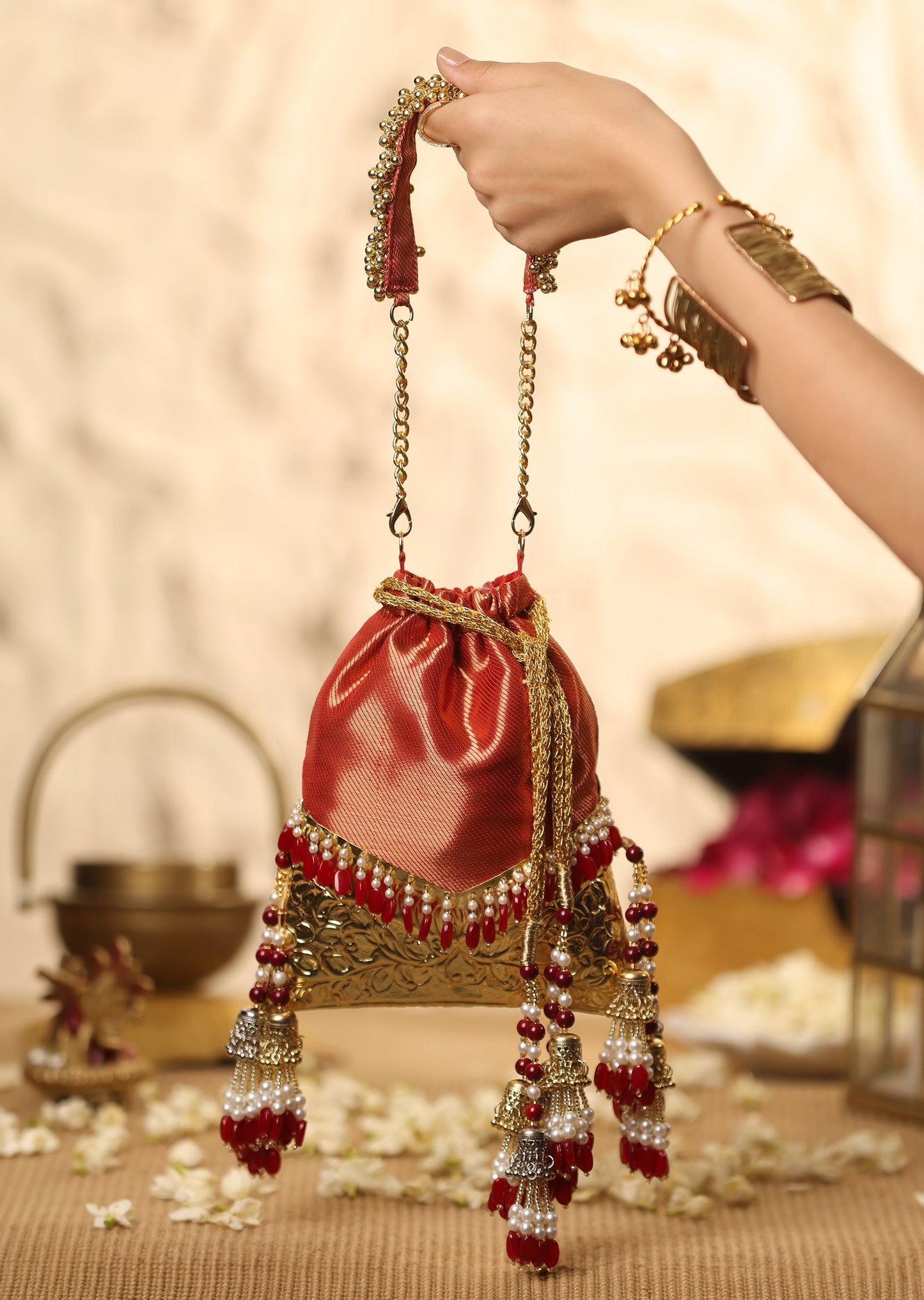 Red Brocade Potli Bag