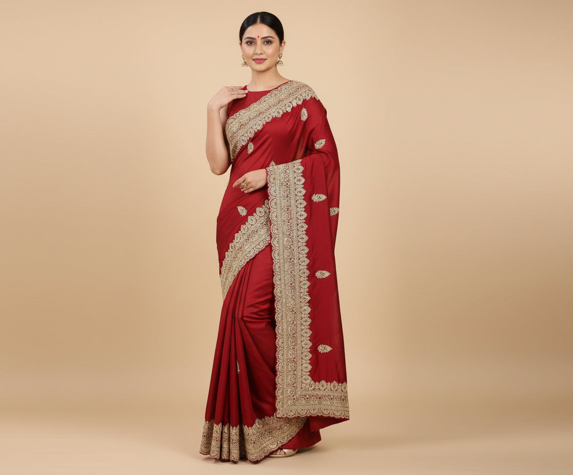 Red Timeless Embroidered Saree