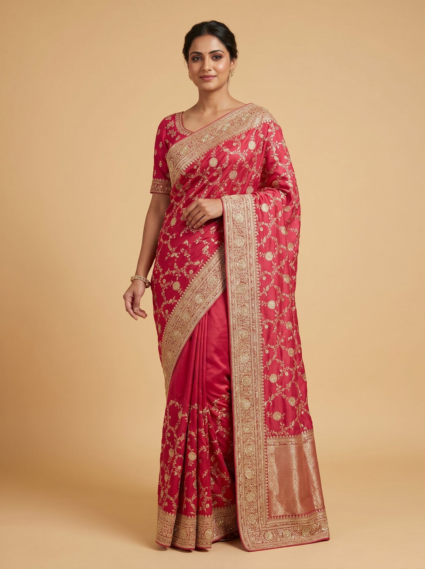 Red Detailed Embroidery Saree