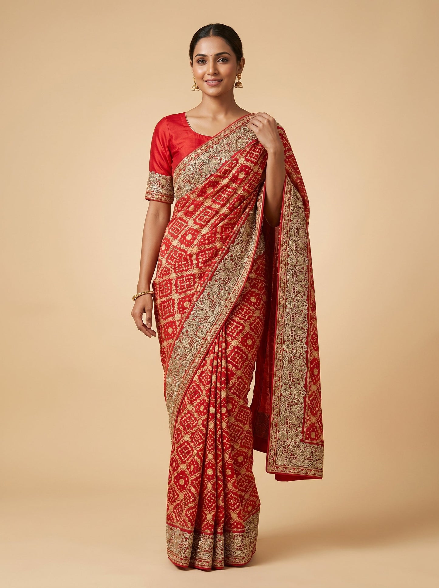 Red Handloom Saree with Heritage Weave