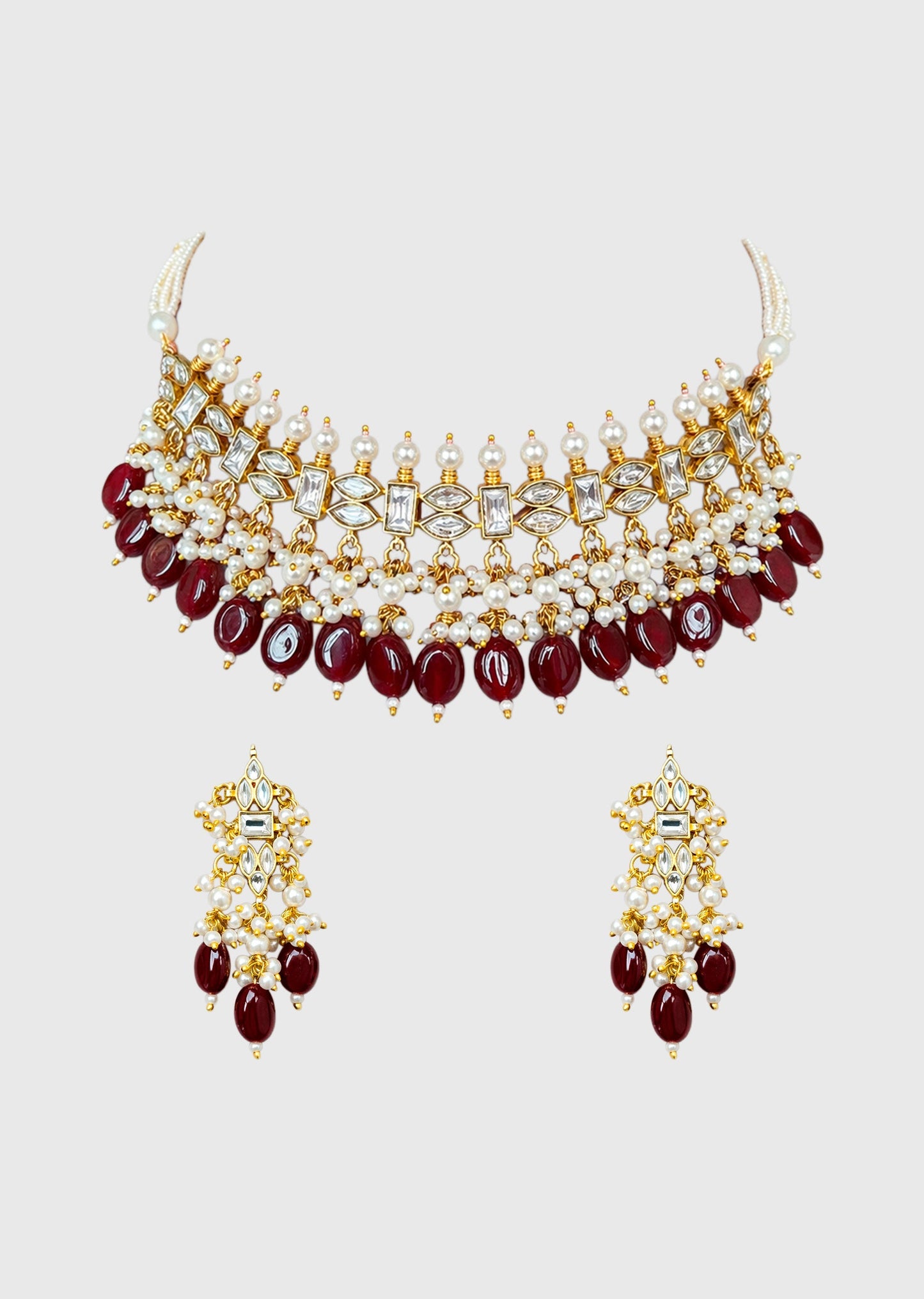 Red Kundan Necklace Set