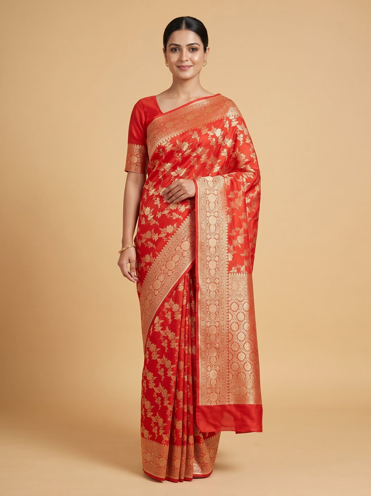 Red Powerful Handloom Saree