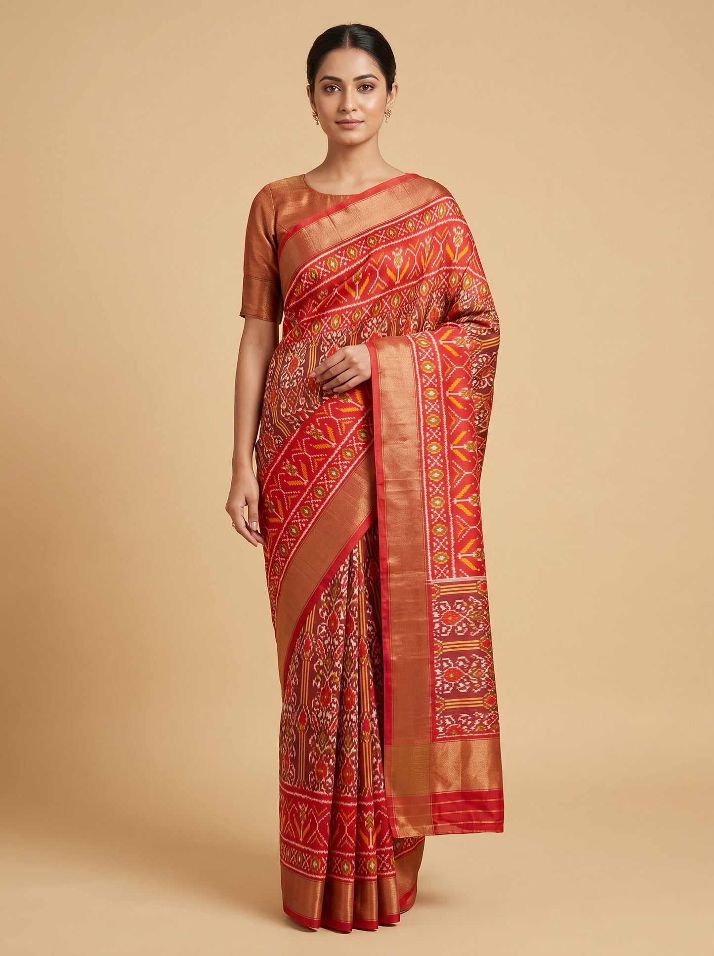 Red Purple Fusion Handloom Saree