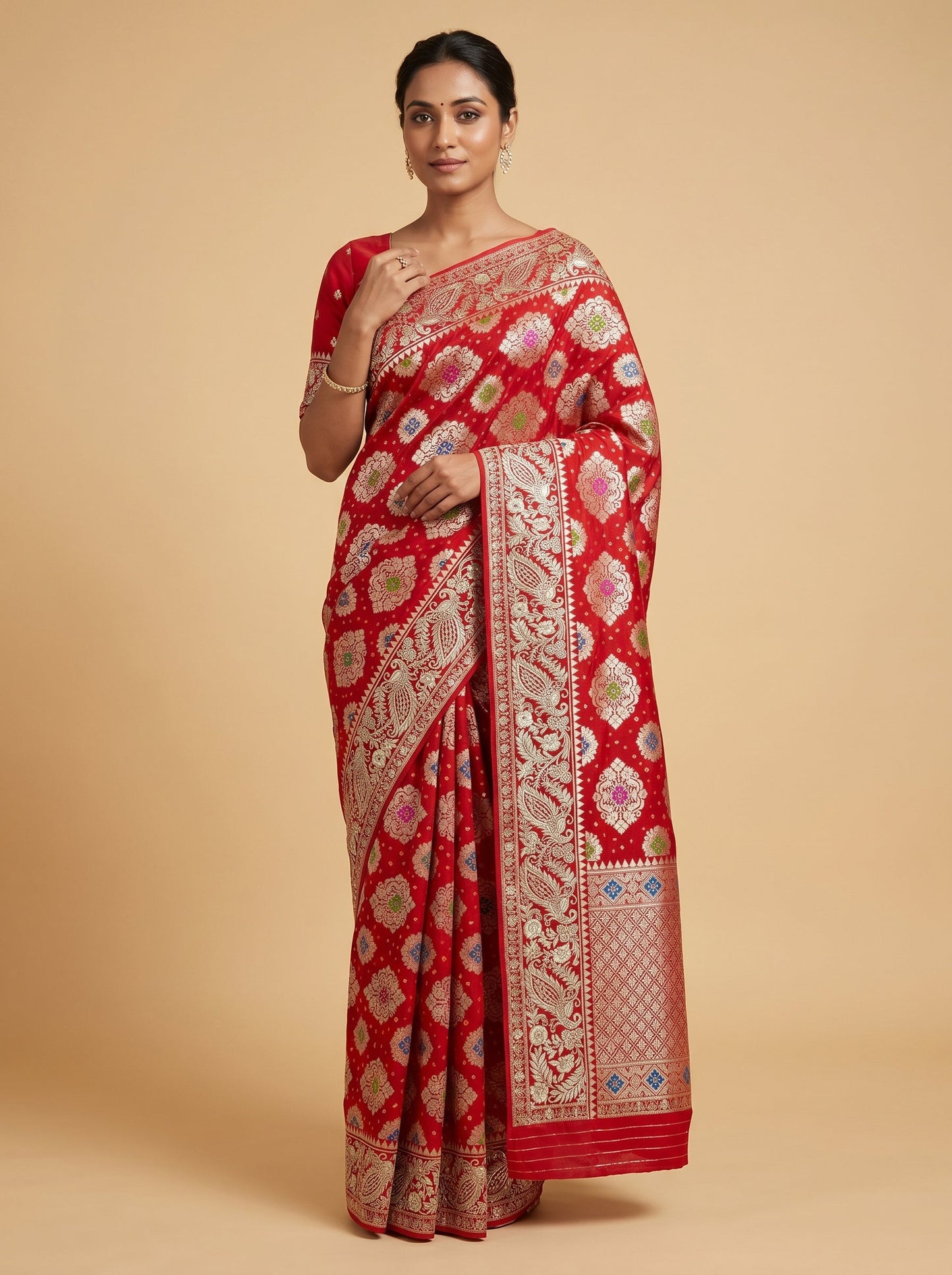 Red Rani Glow Handloom Saree