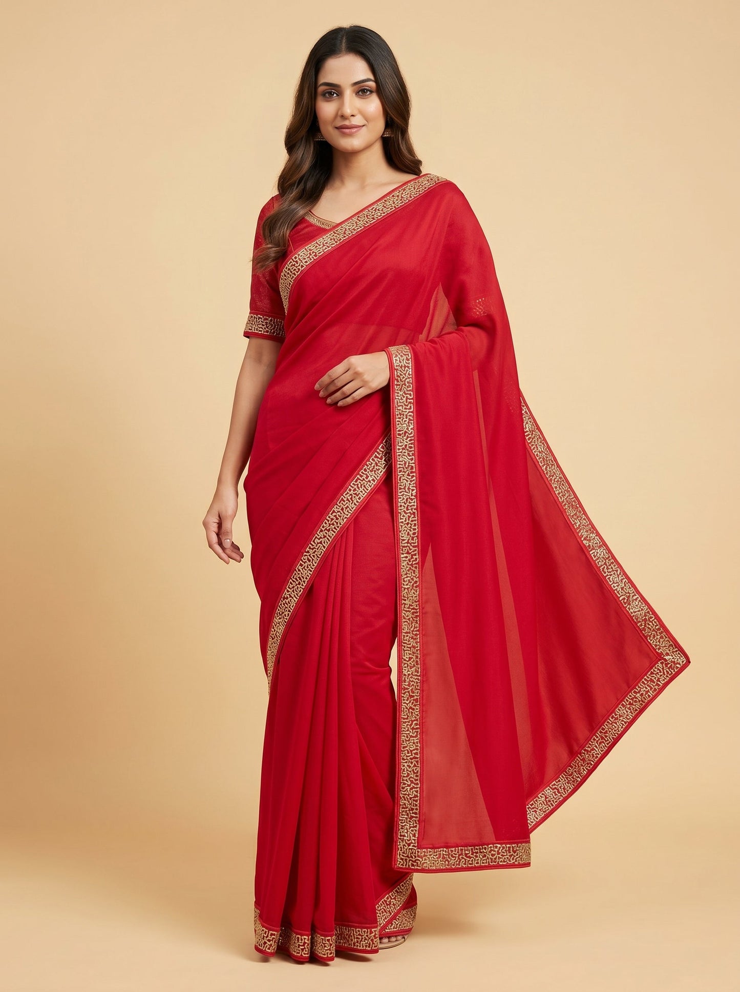 Red Scarlet Allure Embroidered Saree