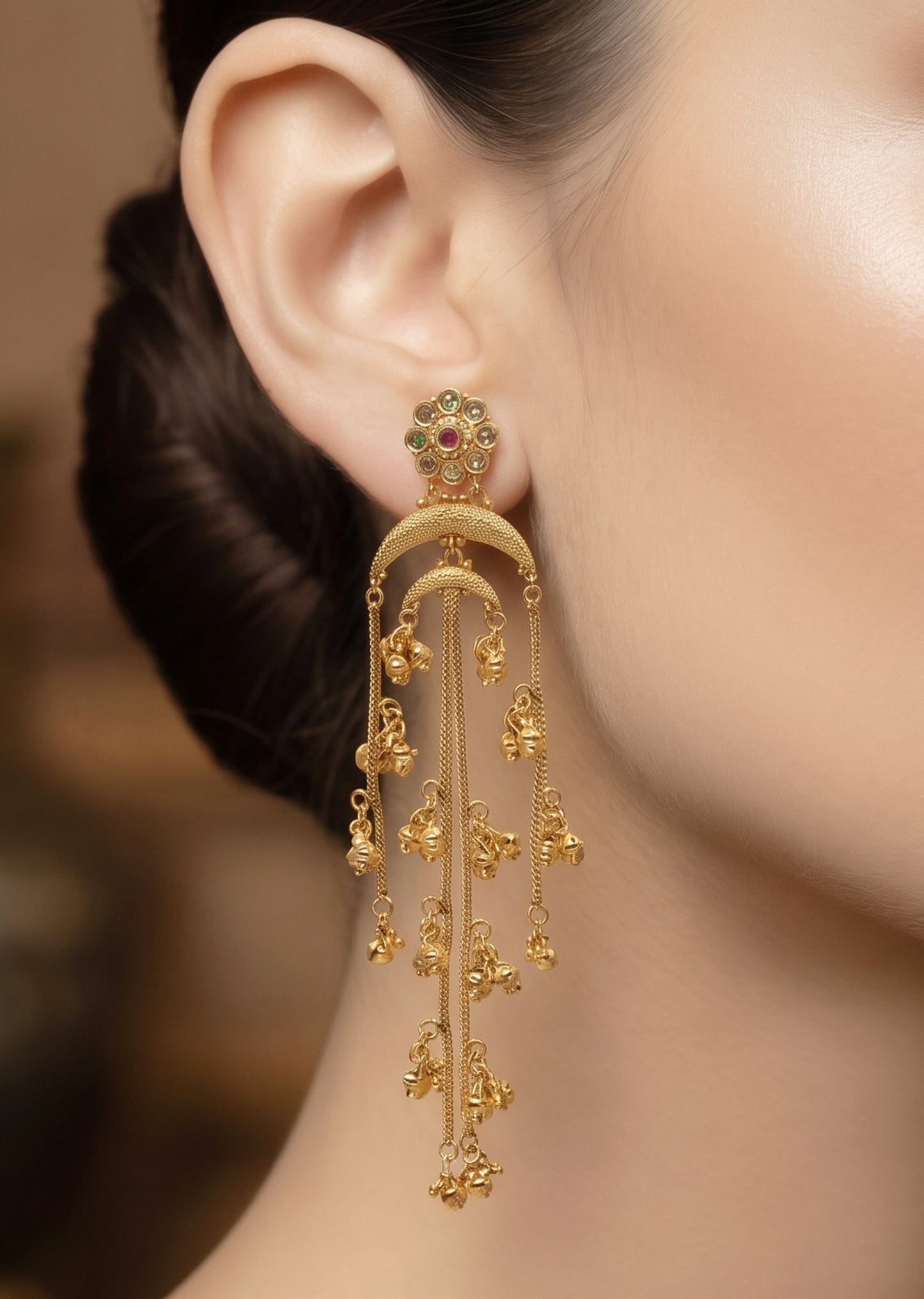 Red Stone Dangler Earrings