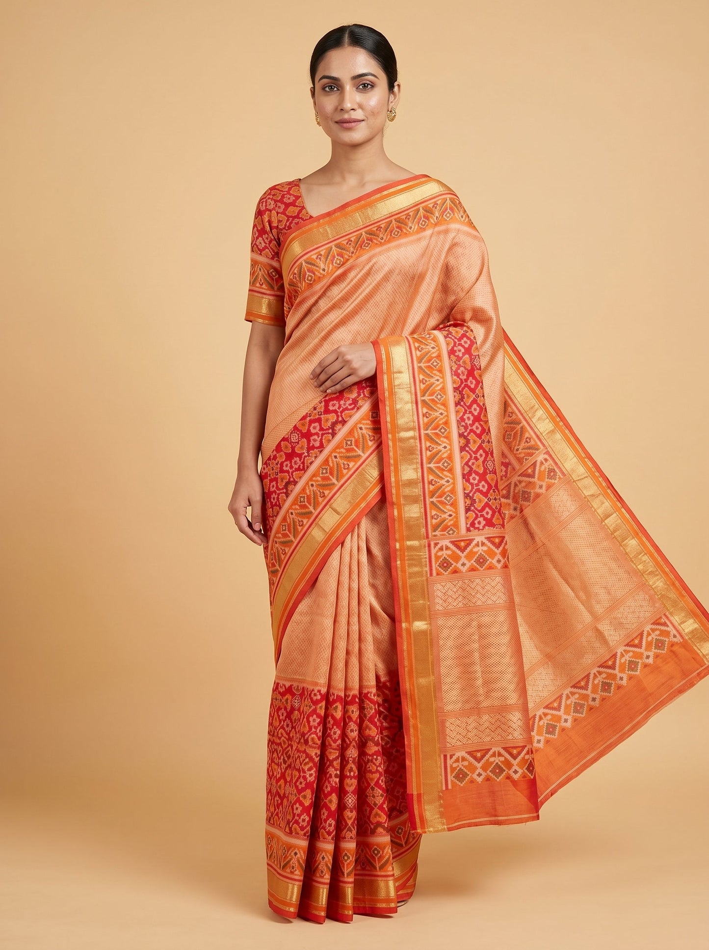 Red Strong Impression Handloom Saree
