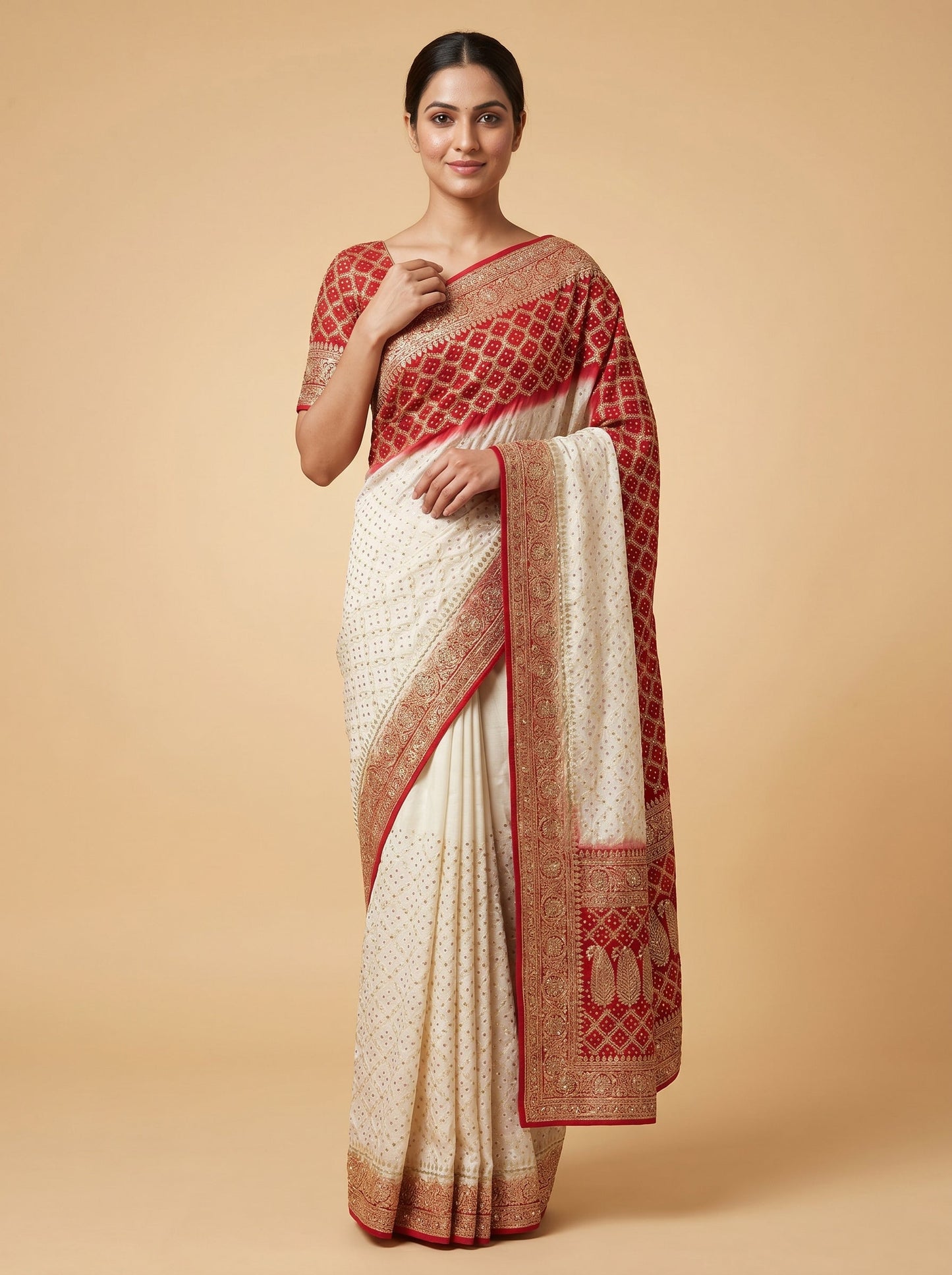 Beige Soft Glow Embroidered Saree