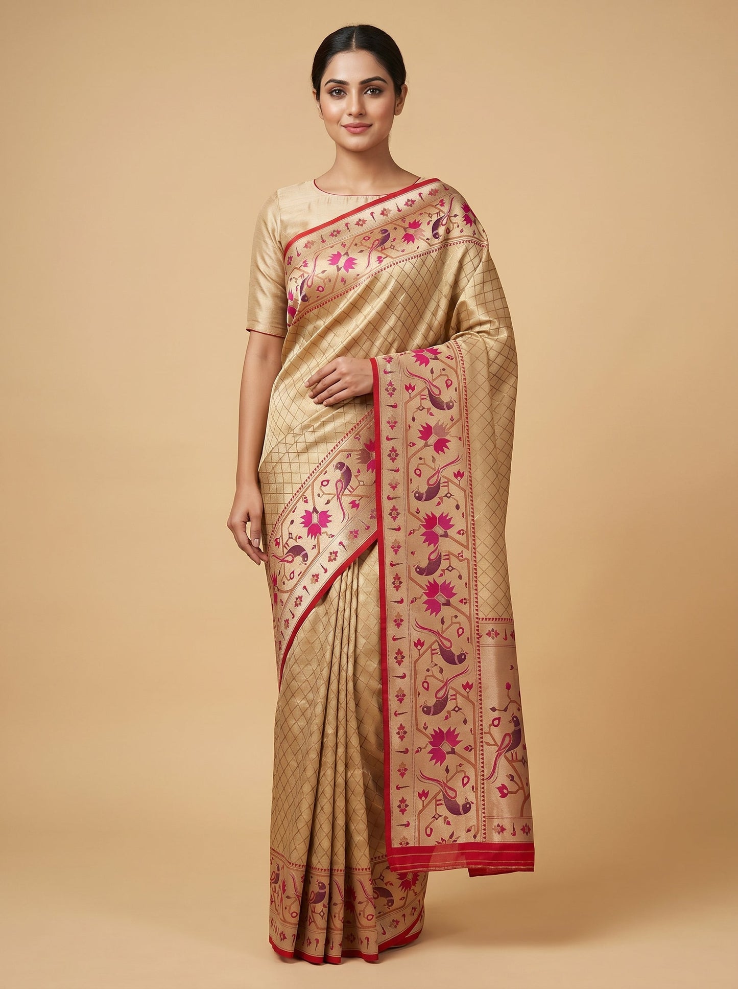 Regal Accent Gold Handloom Saree