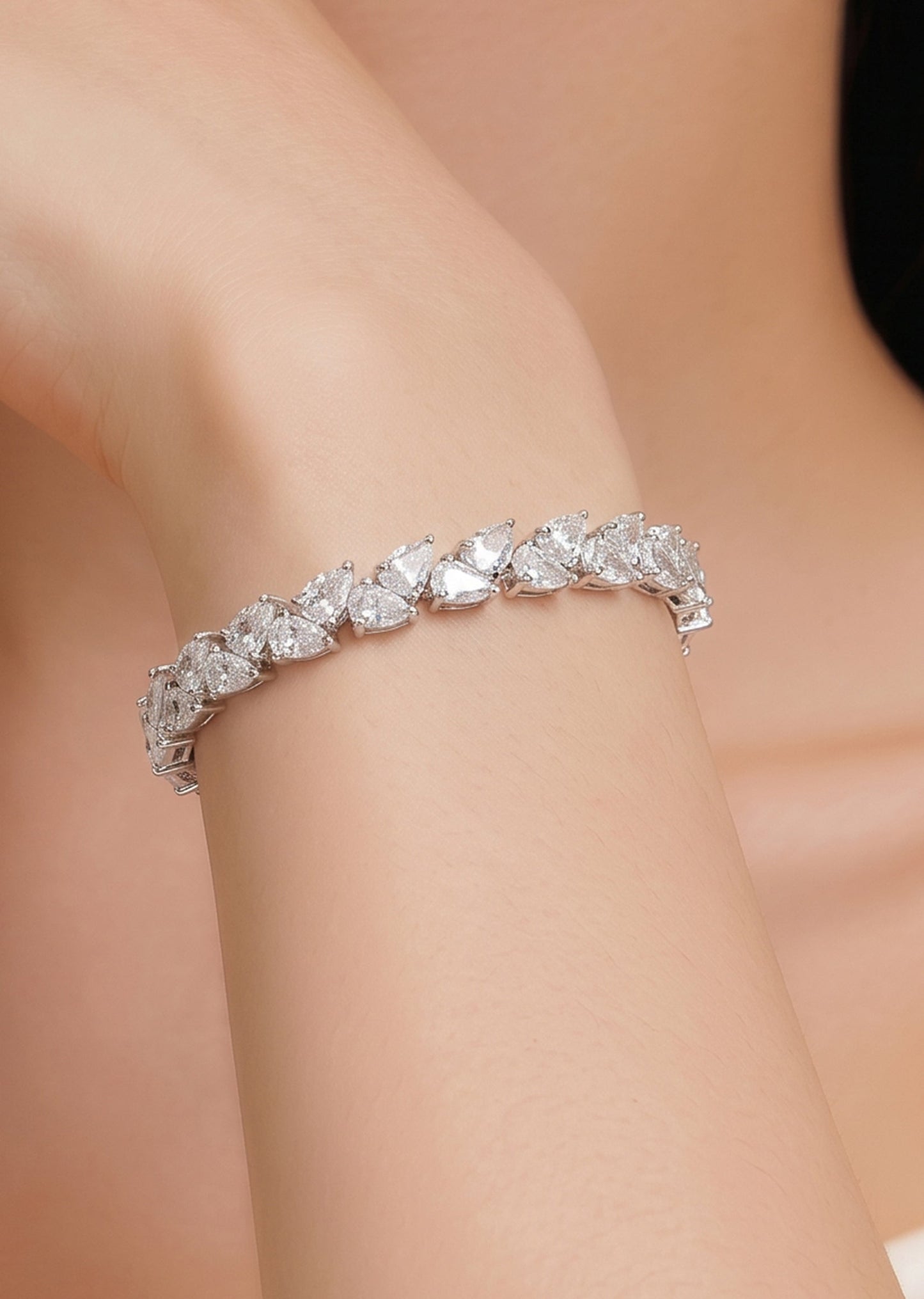 Rhodium Finish CZ Bangle Set