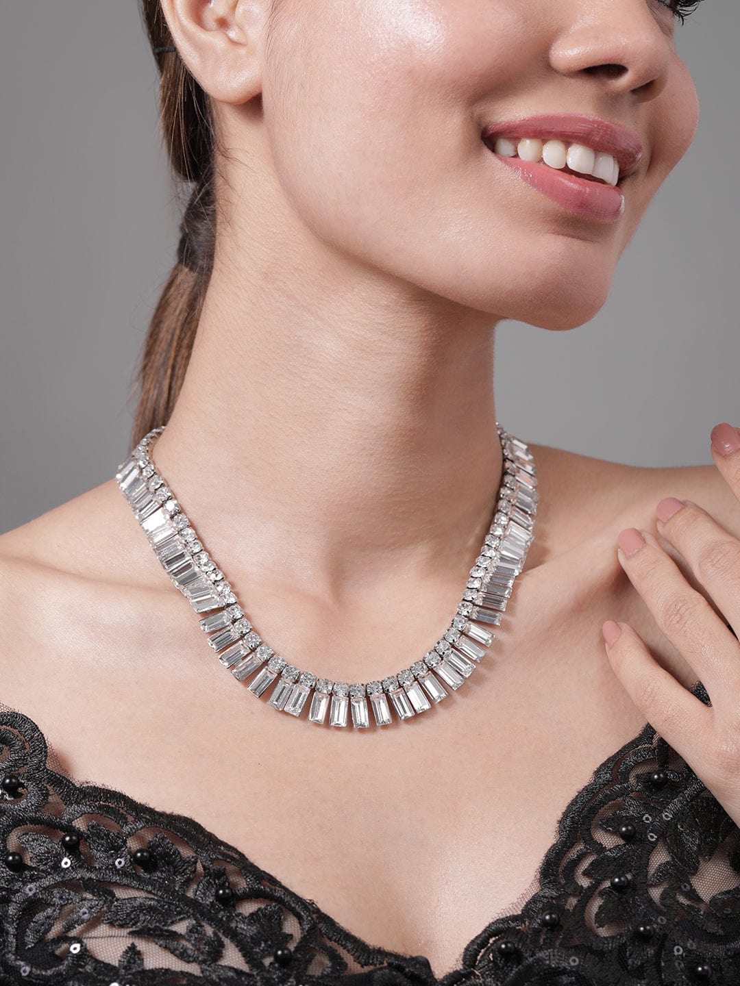 Baguette Stones Studded Glamorous Necklace