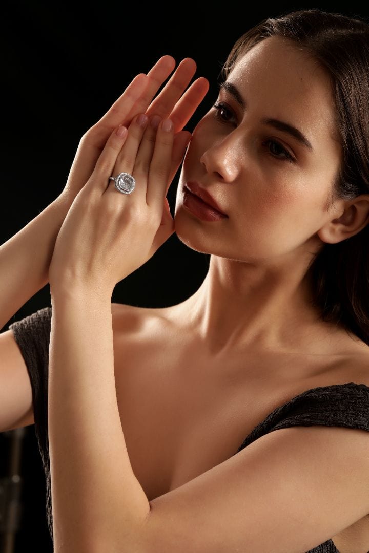 American Diamond Zirconia Cushion Cut Ring