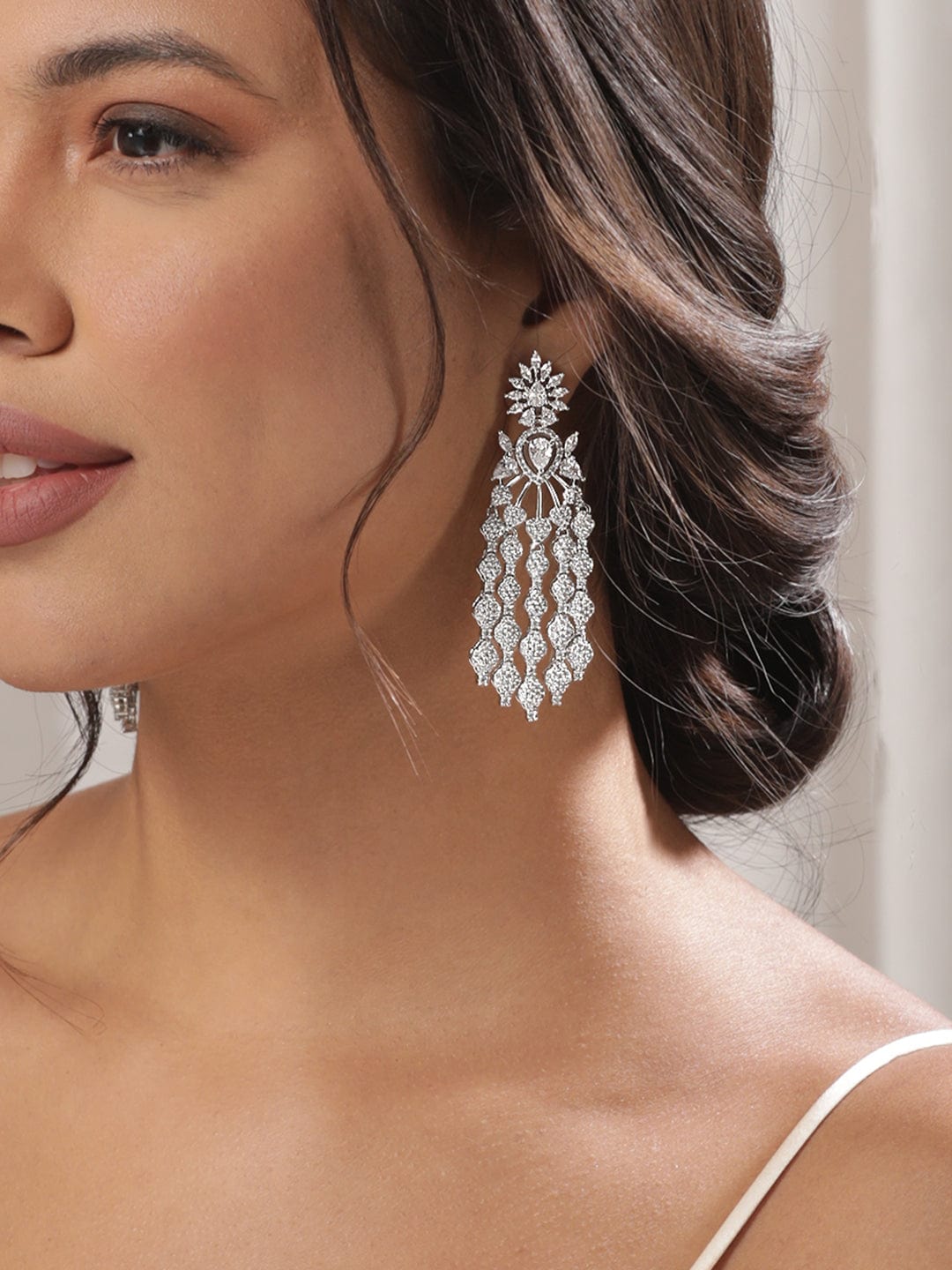 Contemporary Strands American Diamond Zirconia Danglers