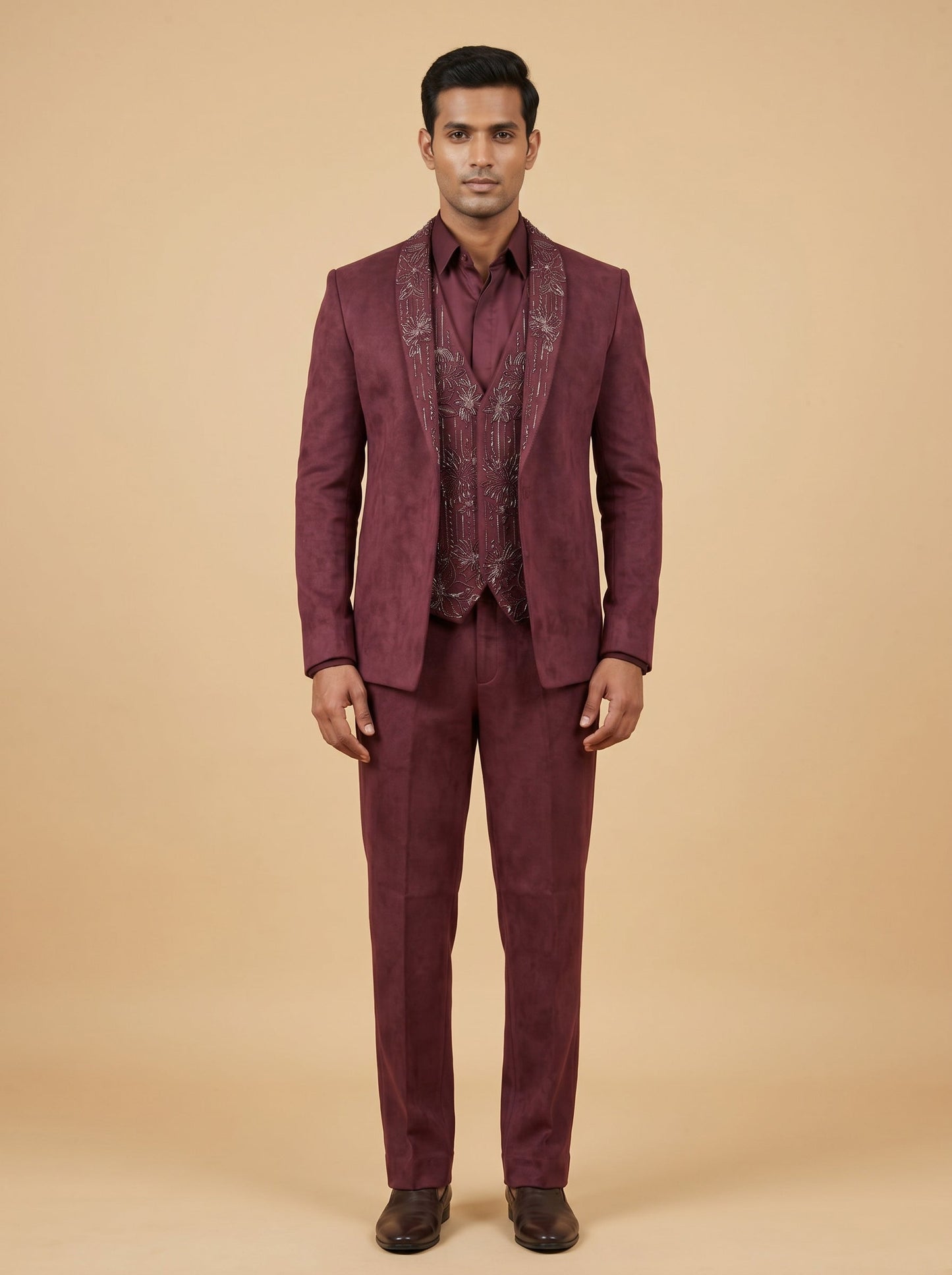 Rich maroon tuxedo